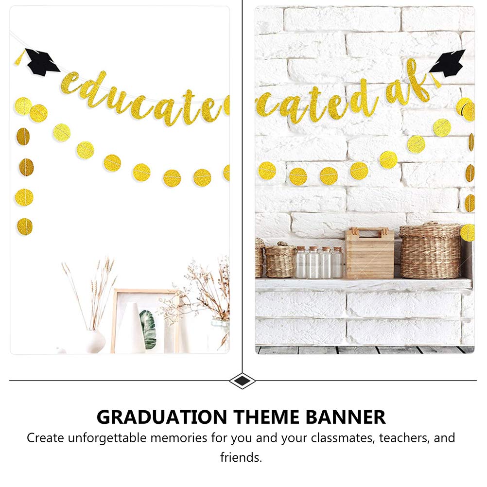ABOOFAN Graduation Glitter Banner Set - High School & College Graduation Party Decorations, Cap & Doctor Hat Paper Decor - Perfect for Graduation Ceremonies, Photo Booths & Celebration Parties