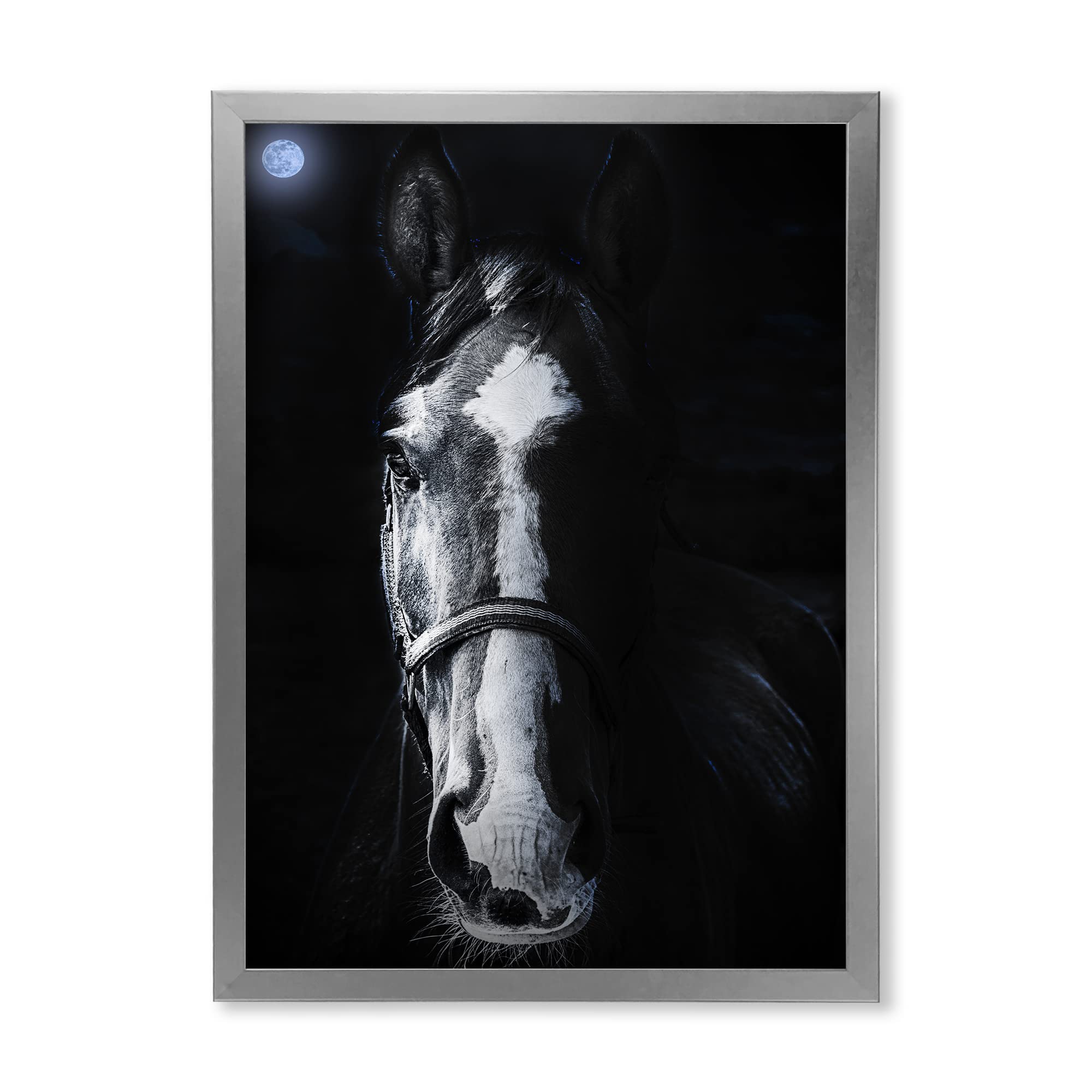 Sinister Farmhouse Framed Wall Art - Gothic Horse Staring Design - Perfect for Halloween Decor, Dark Academia Room & Gothic Home Aesthetics