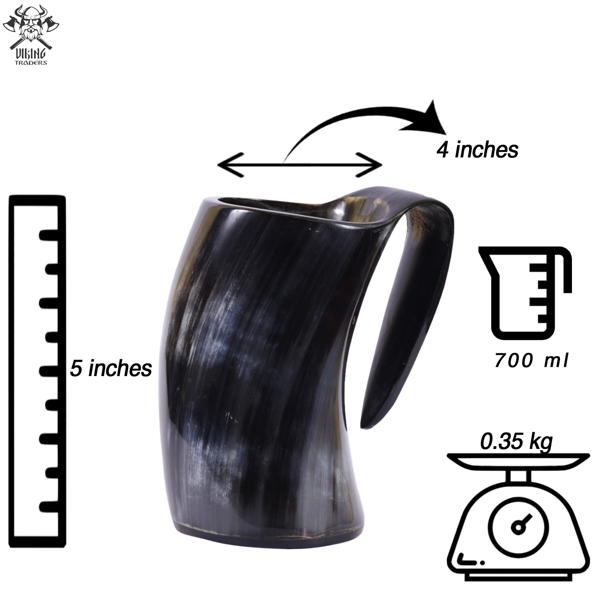 Authentic Handcrafted Viking Drinking Horn Mug Set of 6 - 20oz Medieval Beer, Ale & Mead Cups with Food-Safe Coating - Perfect for Renaissance Fairs, Medieval Themed Parties & Game of Thrones Fans