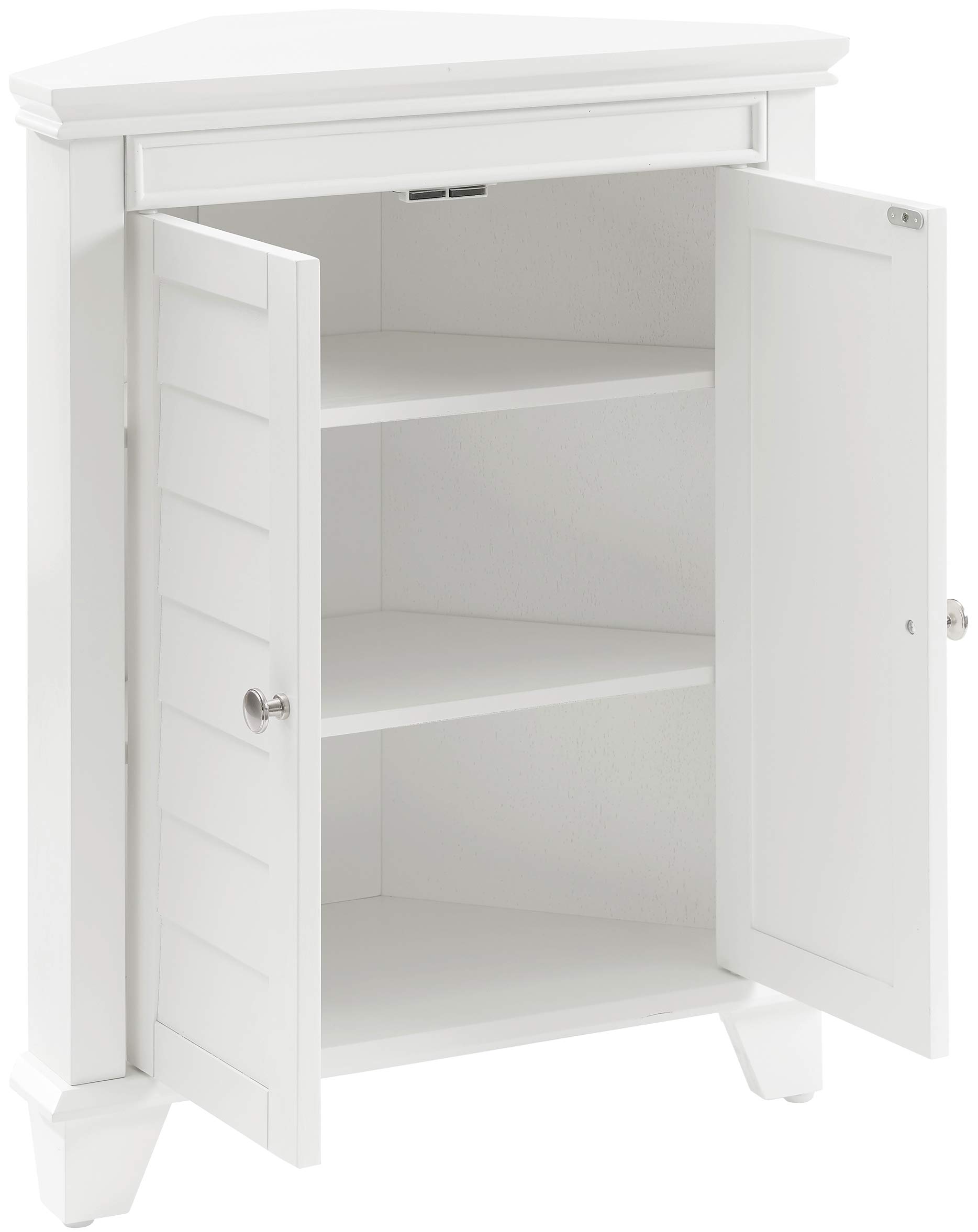 Crosley Lydia White Corner Storage Cabinet with Shelves - Bathroom Organizer & Home Decor for Small Spaces, Bedroom, Living Room, Entryway