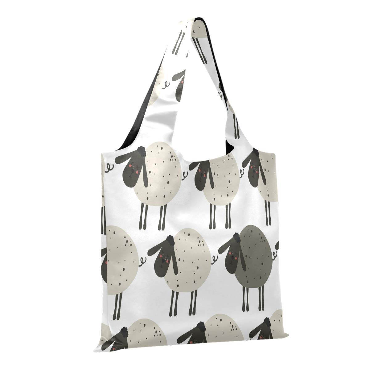 Blueangle Cartoon Sheep Reusable Grocery Bags - Foldable Shopping Tote with Pouch | Large Ripstop Fabric Washable & Durable | Perfect for Groceries, Shopping, Beach & Travel | Lightweight Eco-Friendly Tote Bags Bulk Pack