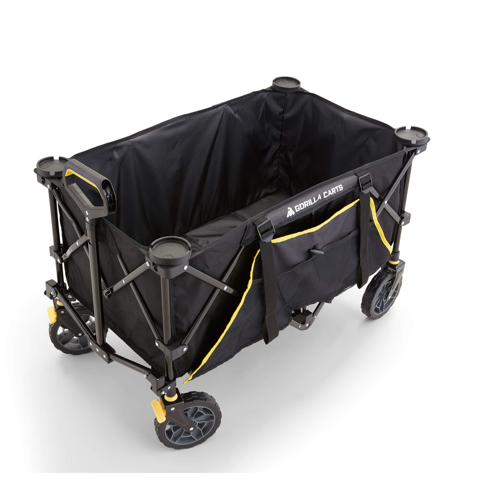 Gorilla Carts Heavy Duty 7 Cu Ft Foldable Wagon with Wheels - Collapsible Utility Cart for Gardening, Camping & Outdoor Activities (Black)