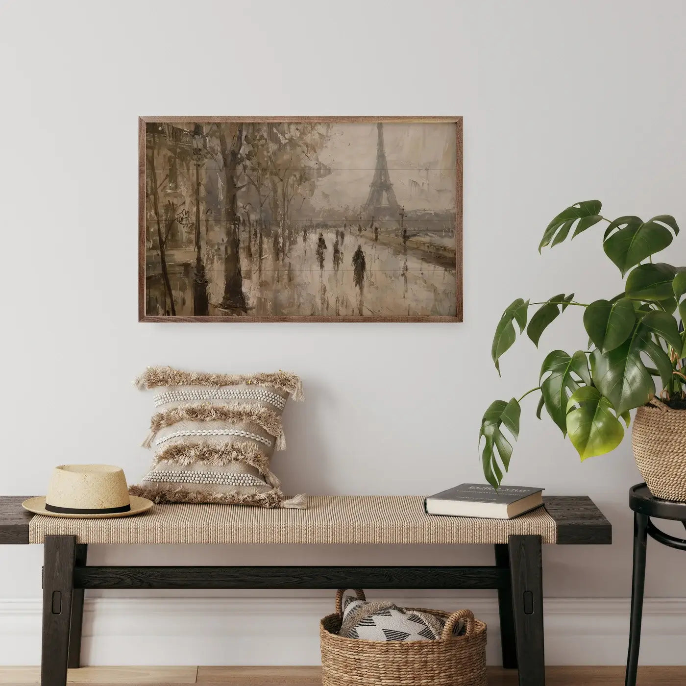Abstract France Wood Framed Print - Modern Wall Art Decor for Living Room, Bedroom & Office - Ready to Hang Canvas Painting - Home & Office Decoration