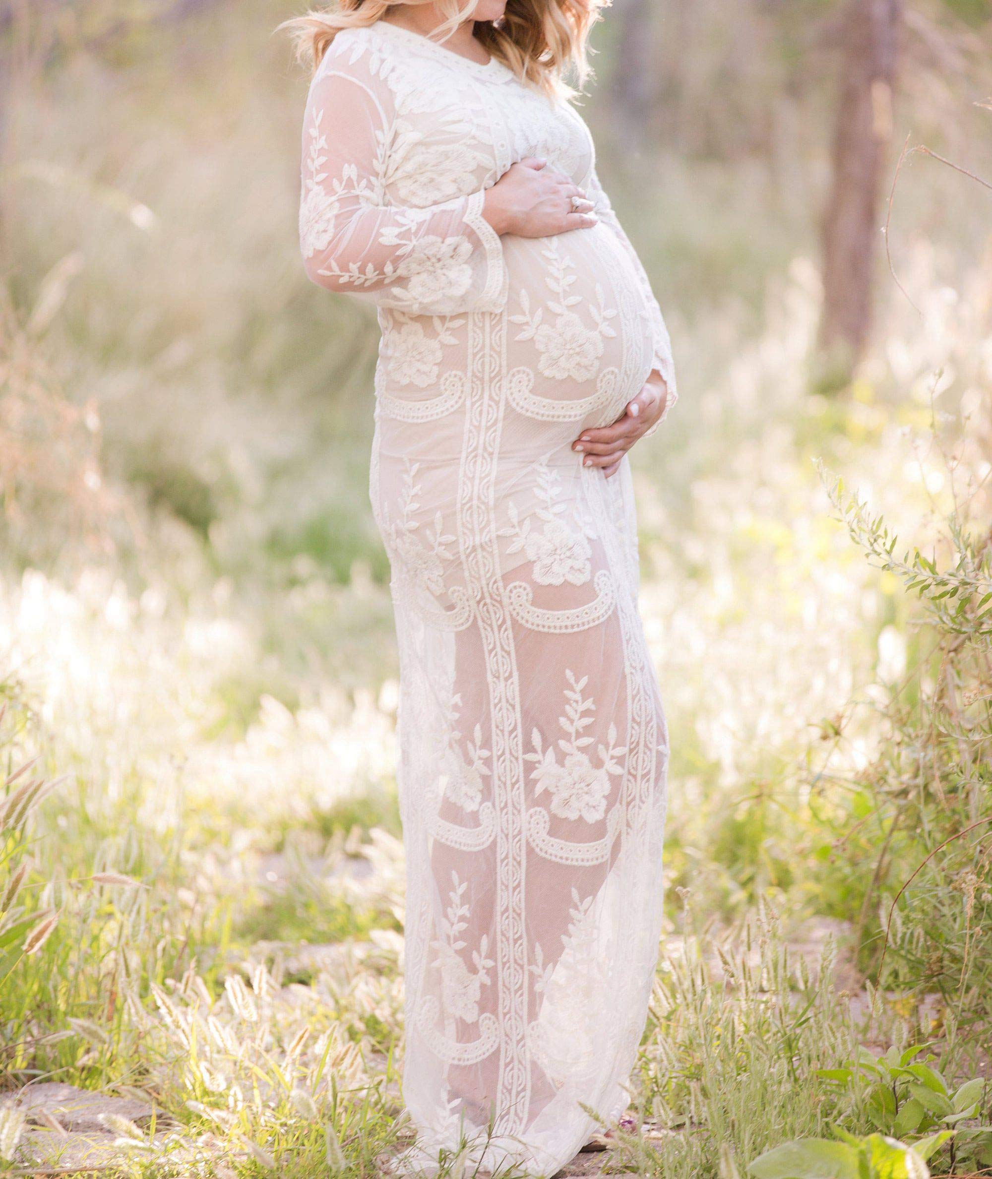 Sexy Maternity Lace Dress for Photoshoots - Elegant Pregnancy Gown for Baby Shower & Maternity Photography - Perfect for Professional Photo Sessions, Baby Announcements & Special Occasions