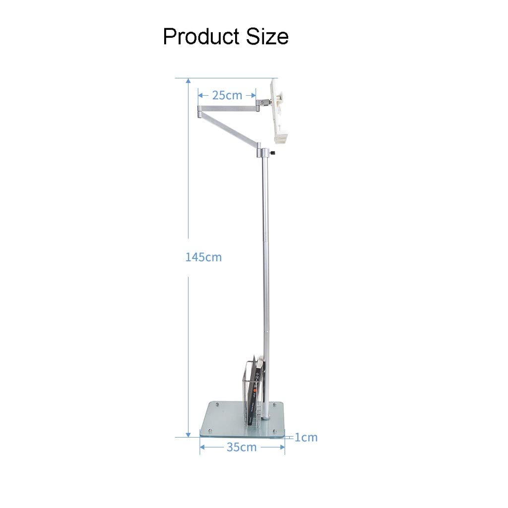 Adjustable 360° Rotating Book Stand - Portable Multifunctional Cookbook Holder with Retractable Lift, Reading Shelf, Built-in Lamp & Book Basket (White) - Perfect for Kitchen, Office & Study Desk Reading