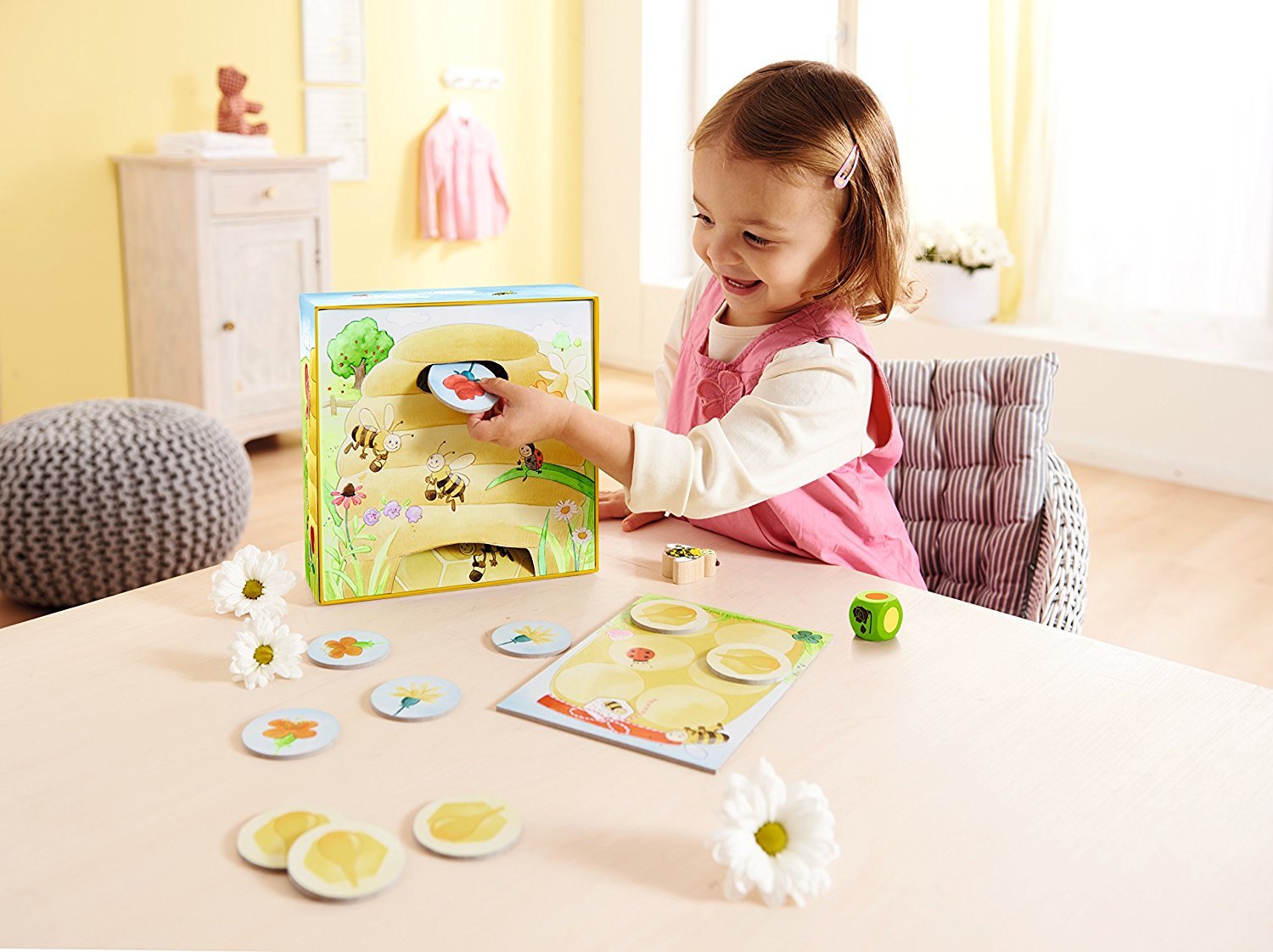 HABA - My First Games - Abella the Bee - Cooperative & Educational Board Game for Kids - Learn Colors - 1 to 4 Players - Ages 2+ - 301839 - Perfect for Family Game Nights & Preschool Learning Activities
