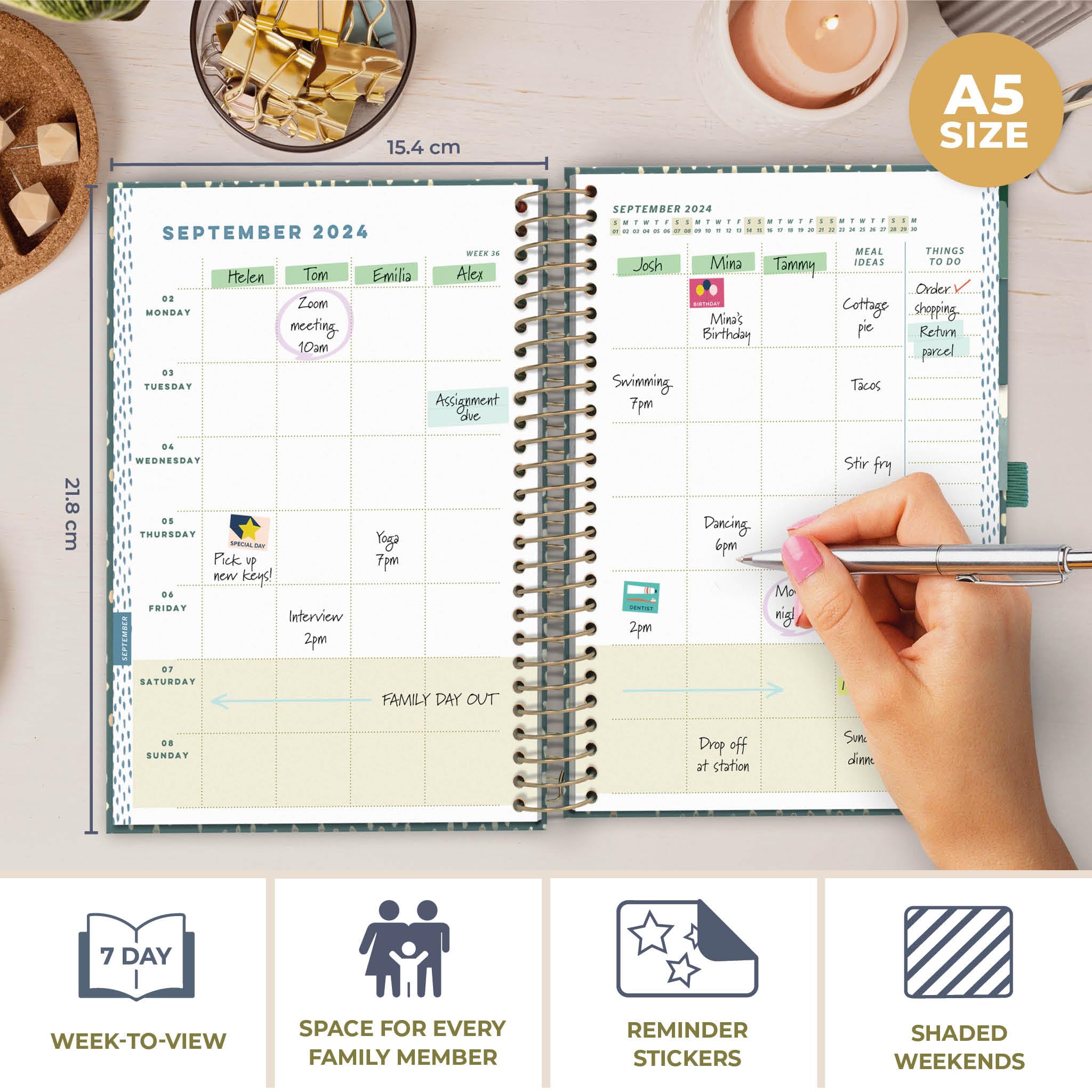 Boxclever 2025 Family Life Planner - 16-Month A5 Weekly Diary with 7 Columns, Shopping Lists & Stickers (Aug 2024-Dec 2025) | Perfect for Home Organization, Work Planning & Personal Scheduling