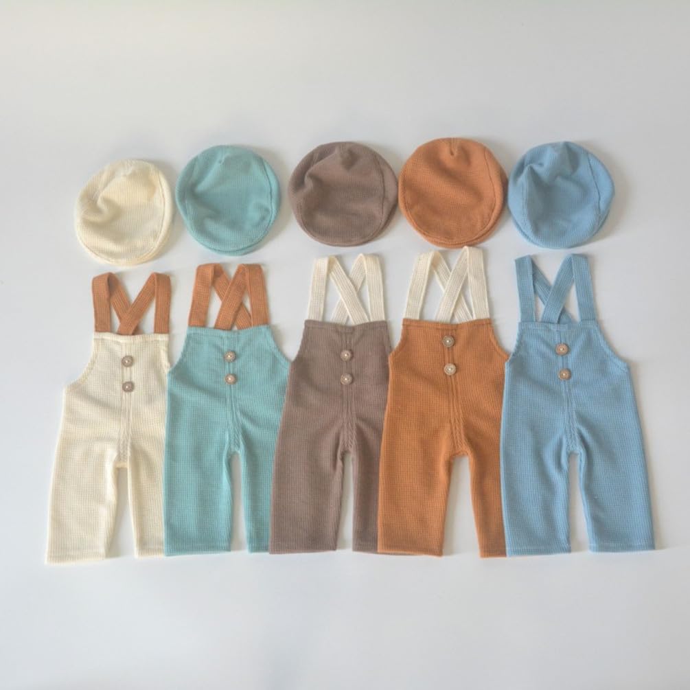 Newborn Baby Boy Girl Crochet Outfit Set - Photography Costume with Hat & Pants - Perfect for Photo Shoots, Christening, First Birthday & Family Portraits