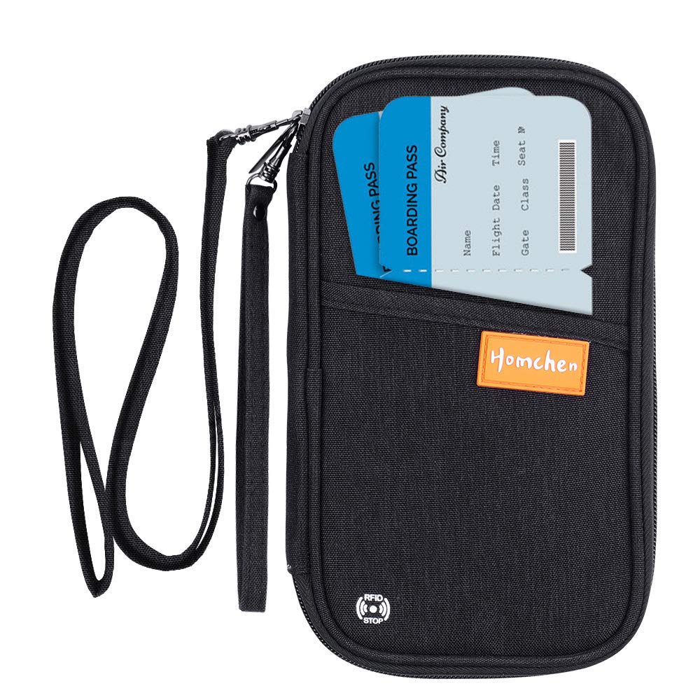RFID Blocking Passport Holder with Vaccine Card Slot - Family Travel Document Organizer Wallet with Adjustable Wrist & Neck Strap - Perfect for International Flights, Cruise Vacations & Secure ID Storage