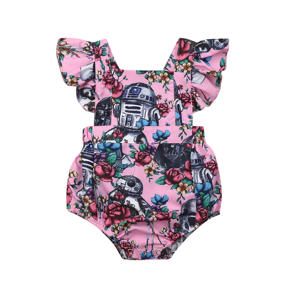 **Axupico Baby Girl Romper - Floral Sleeveless Backless Ruffle Sleeve One-Piece Outfit for Newborns & Toddlers | Princess Summer Clothes for Beach, Party & Photo Shoots**