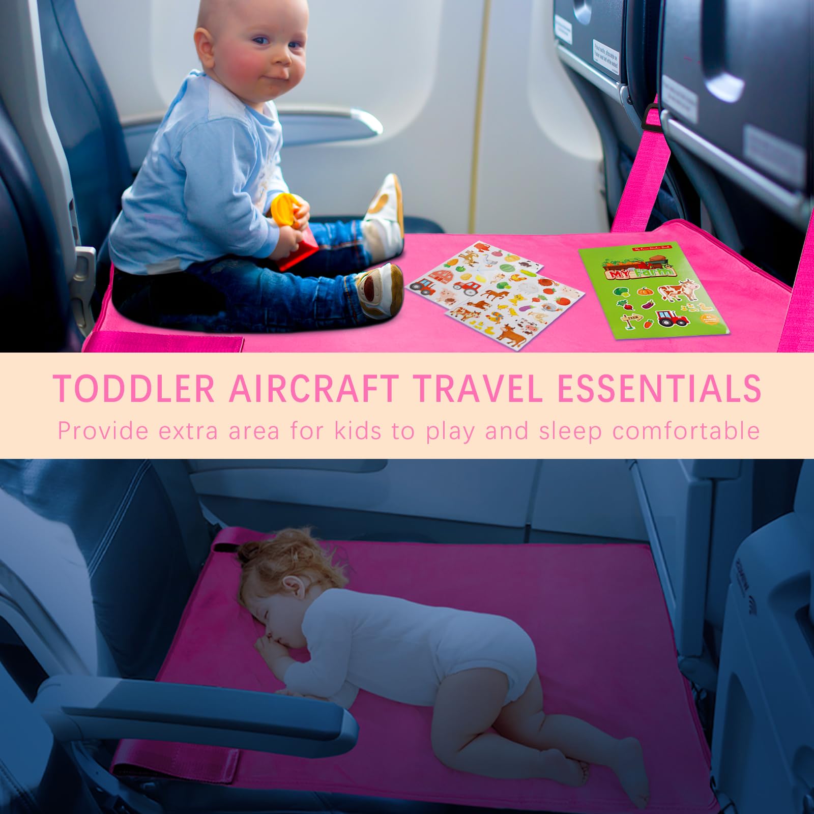 Portable Toddler Airplane Bed - Soft Travel Seat Extender & Foot Rest for Kids 1-4 Years | Perfect for Long Flights & Family Vacations