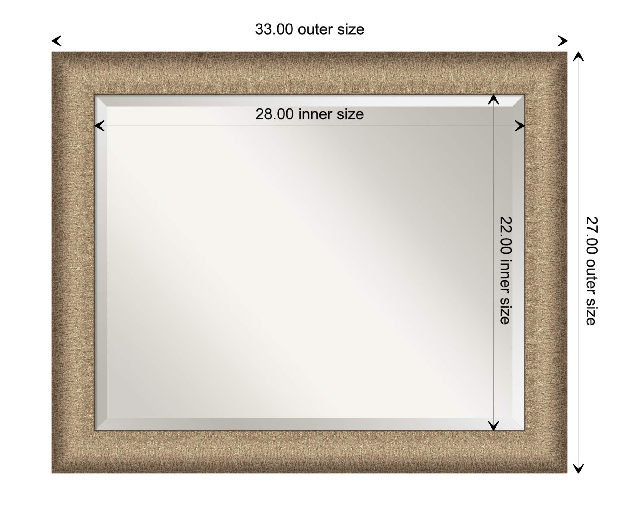 Amanti Art Vanity Brown Framed Bathroom Mirror 28x22 Inch - Elegant Brushed Bronze Finish - Perfect for Bathroom, Bedroom & Dressing Room Decor