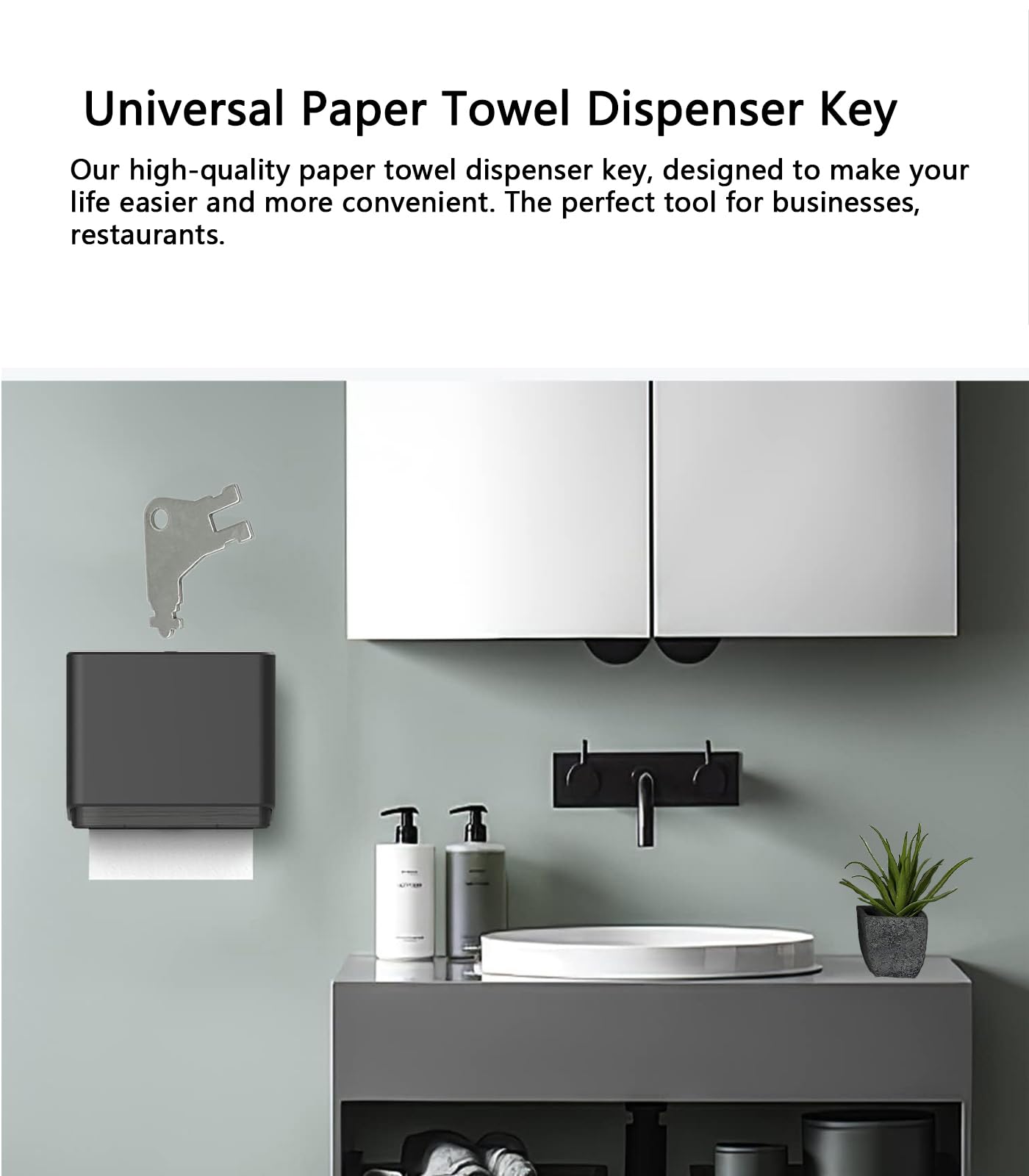 Universal Paper Towel Dispenser Key 5-Pack - Compatible with Georgia Pacific Toilet Paper Dispensers + 2 Keychains (Silver) - Ideal for Restrooms, Offices, Schools, and Commercial Facilities