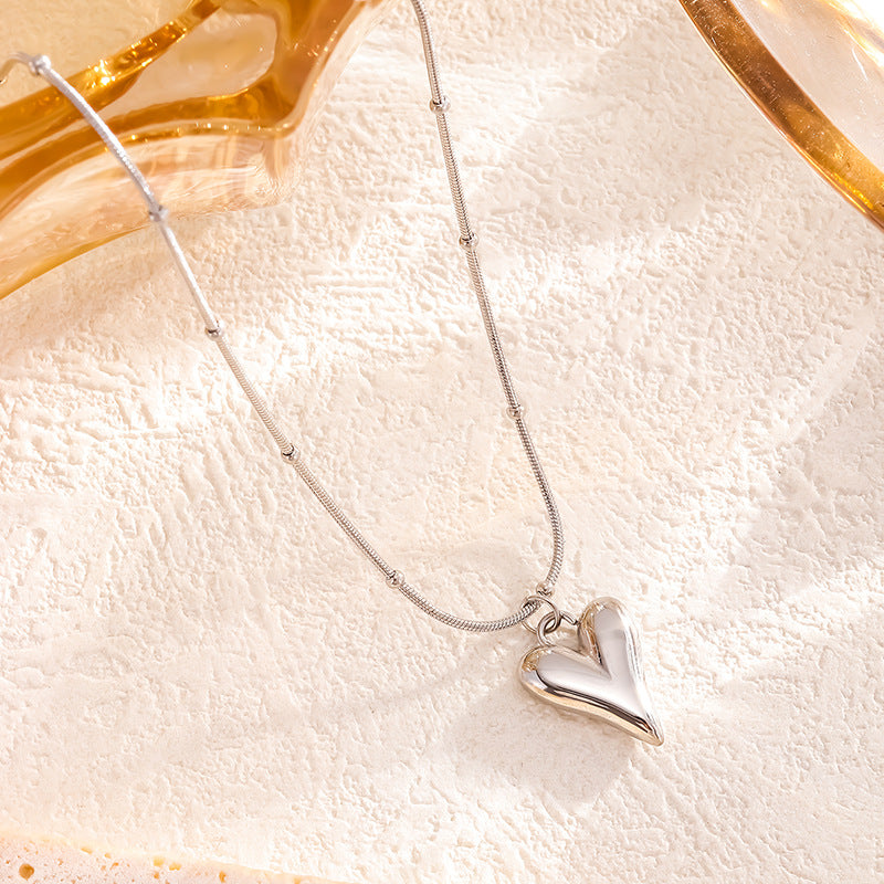 Titanium Gold Heart Pendant Satellite Chain Necklace | Elegant Jewelry Gift for Women | Perfect for Valentine's Day, Anniversary & Special Occasions