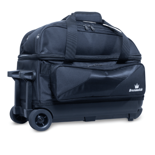 Brunswick Zone Double Roller Black Bowling Bag - Durable 2-Ball Carrier for League & Practice - Perfect for Bowling Enthusiasts & Tournament Players