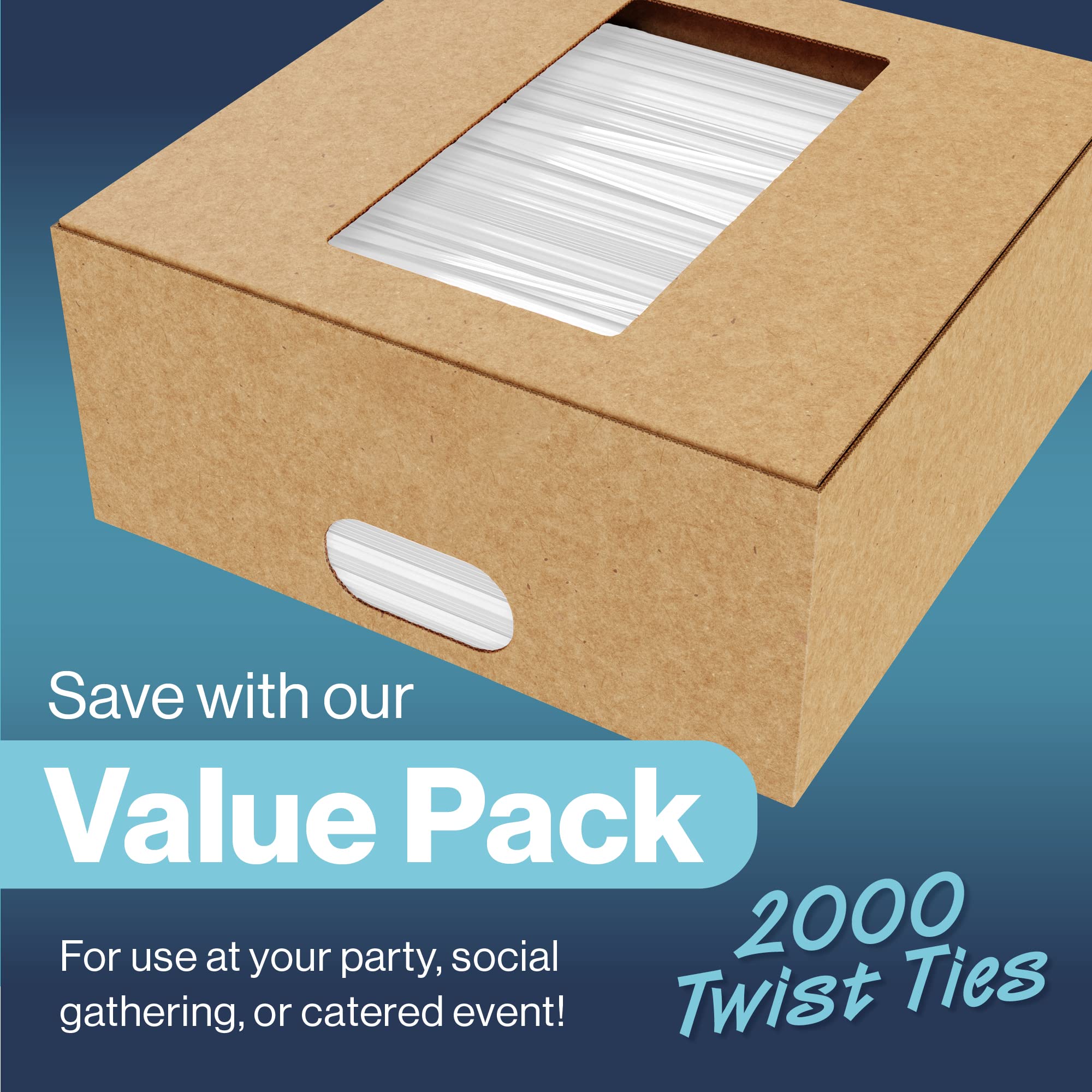 White Twist Ties for Bags - Bulk 2000 Pack with Dispenser Box | 4 Inch Reusable Coated Wire Ties for Bread, Plastic Bags & Food Storage | Perfect for Home, Kitchen, Office & Gardening Organization