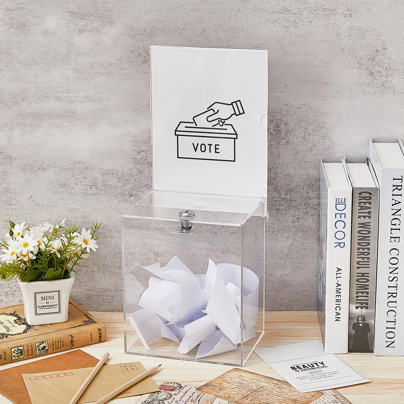 Juexica 16 x 6.7 x 5 Inches Clear Acrylic Donation Box - Voting Ballot Box, Raffle Box, Employee Suggestion Box for Charity Events, Fundraisers & Office Collections (1 Piece) - Perfect for Restaurants, Retail Stores & Community Centers