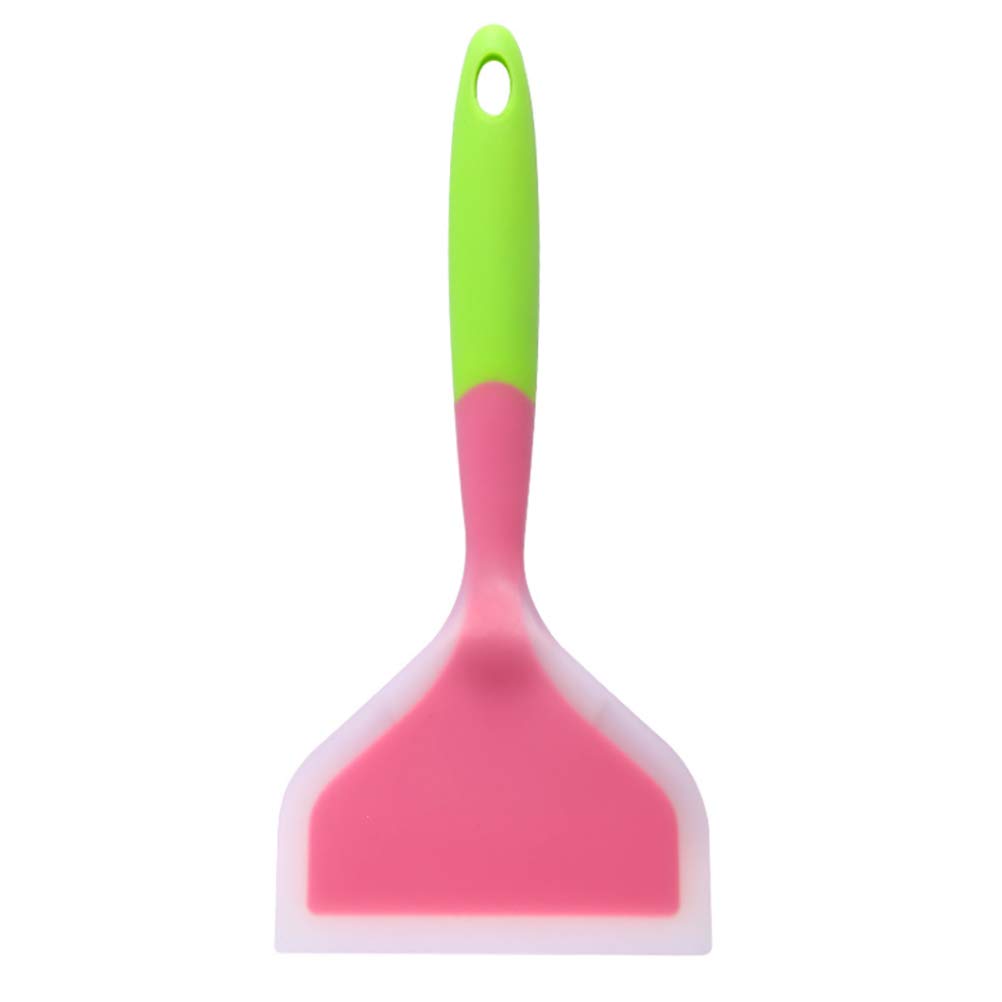 10-Inch Silicone Omelette Spatula - Heat-Resistant Nonstick Turner for Pancakes, Eggs, Crepes, Brownies, Pizza & Fish - Durable Wide Kitchen Tool for Flipping & Serving (Pink) - Perfect for Breakfast, Baking & Cooking at Home