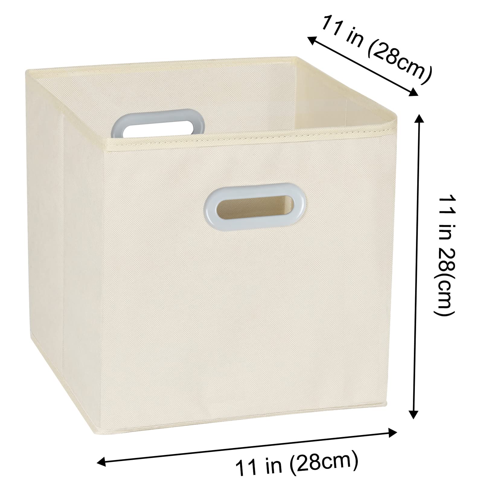 Premium Fabric Storage Bins with Handles - Foldable Cloth Cube Organizer for Home & Bedroom - Set of 3 Creamy-White Storage Baskets - Perfect for Toys, Blankets, Books & Closet Organization