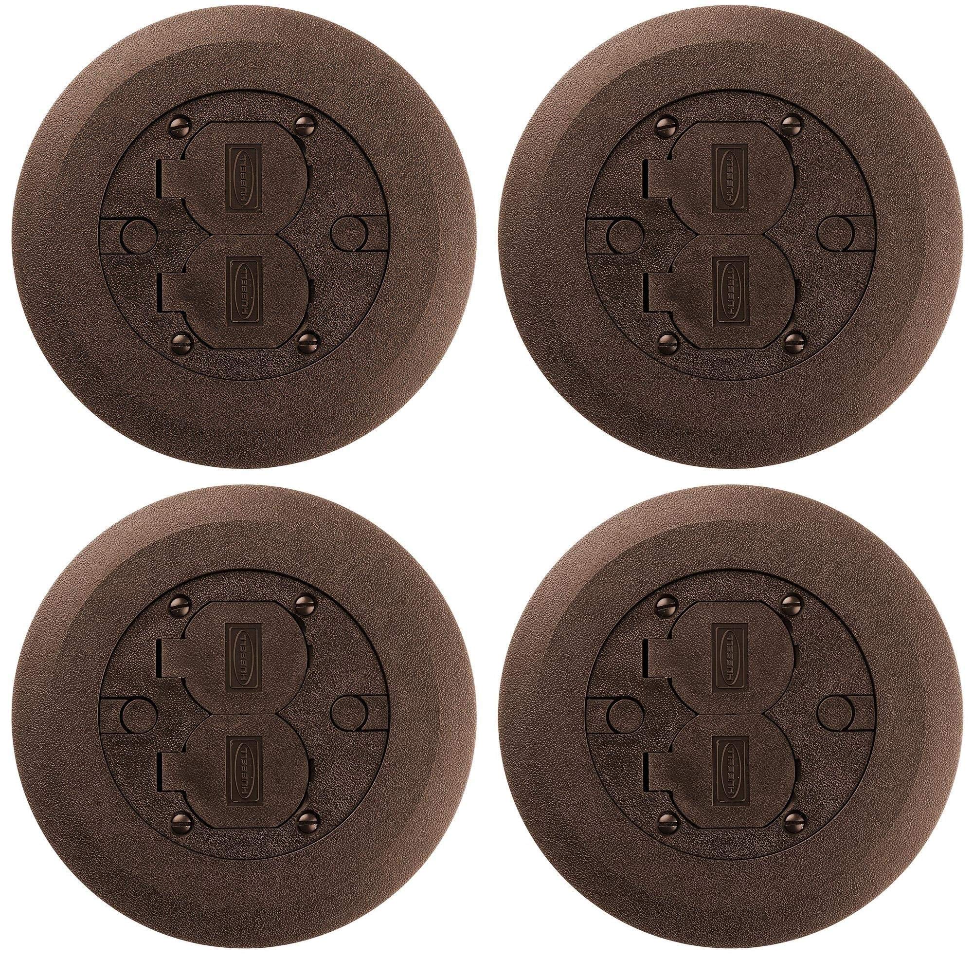 Hubbell 34251 Brown Floor Box Cover and Flange - 4 Pack | Durable Electrical Outlet Cover for Home, Office & Commercial Use