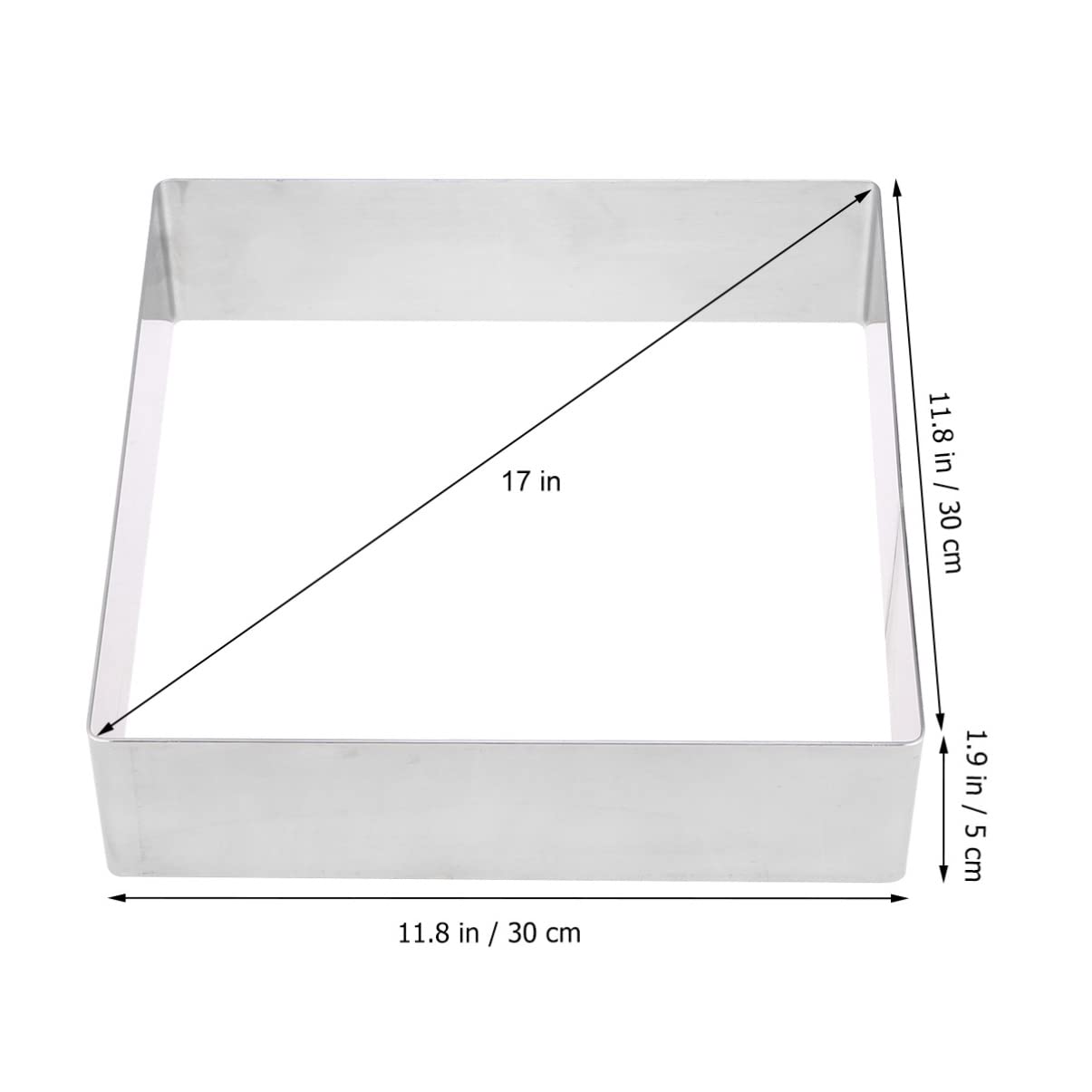 SOIMISS 17 Inch Rectangular Cake Pan - Silver Baking Mold for Square Cakes, Pastry, Cheesecake | Durable Stainless Steel Cake Frame for Professional & Home Baking, Wedding & Birthday Party Desserts