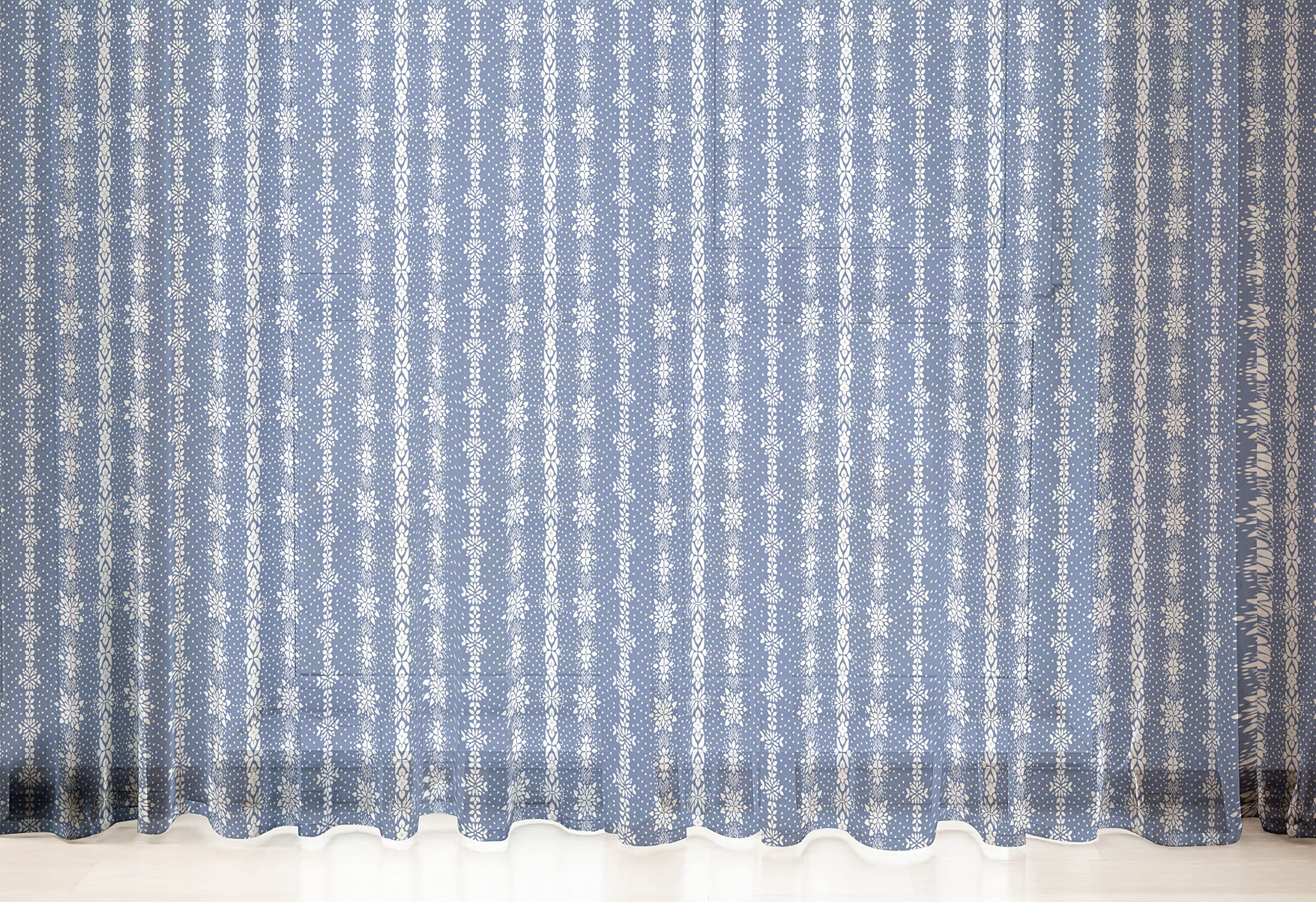 Ambesonne Floral Tulle Curtains with Rod Pocket - Mediterranean Monochrome Flower Pattern with Dots, Sheer Window Drapes for Wedding Decor, Bedroom & Living Room - 2 Panels (108