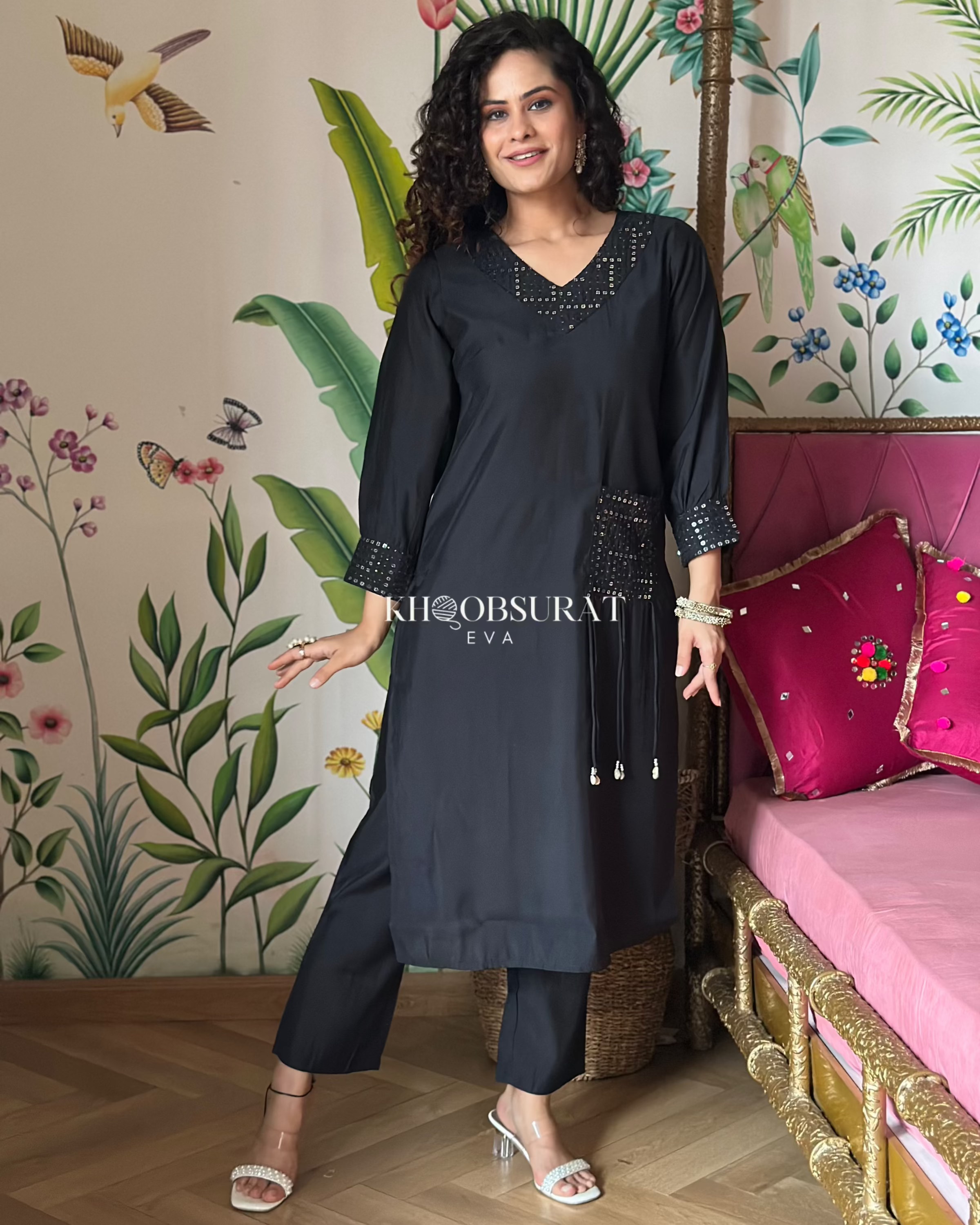 Stylish Indian Designer Black Kurta Set for Men & Women | Traditional Ethnic Wear for Weddings, Festivals & Special Occasions
