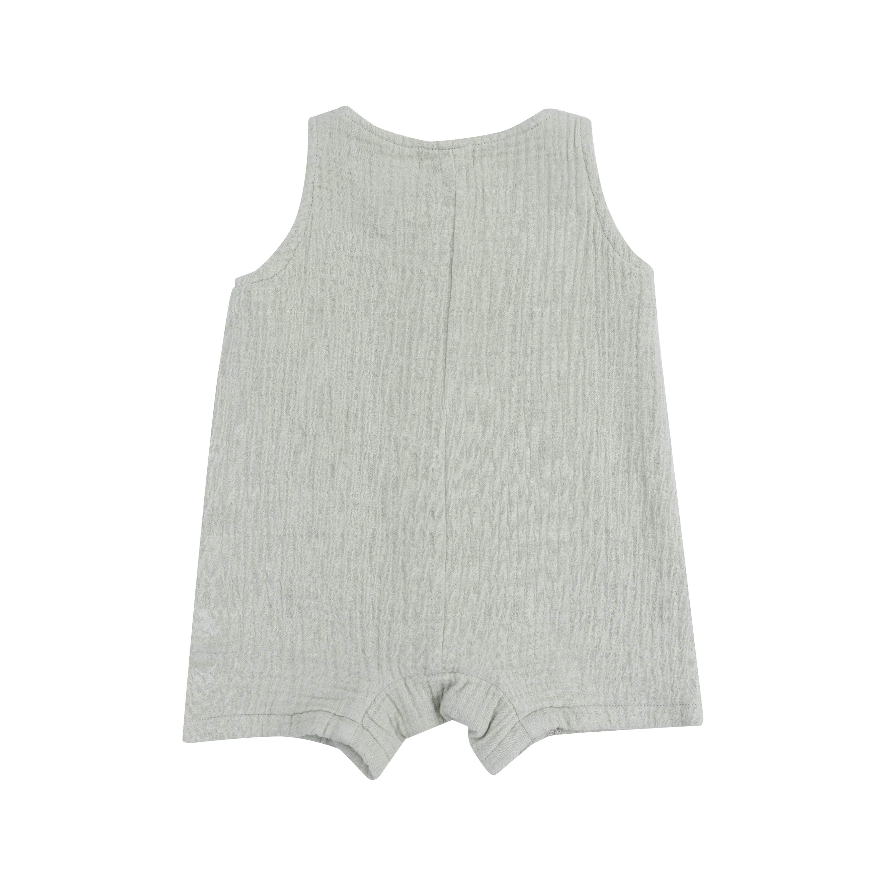 Solid Muslin Desert Green Sleeveless Shortie Romper for Women - Comfortable Summer Outfit for Beach, Vacation & Casual Wear