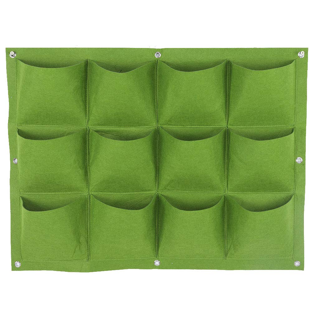 Atyhao 12-Pocket Vertical Hanging Garden Planter - Eco-Friendly Degradable Grow Bag for Herbs, Flowers & Vegetables | Indoor/Outdoor Wall Planting Solution (Green)