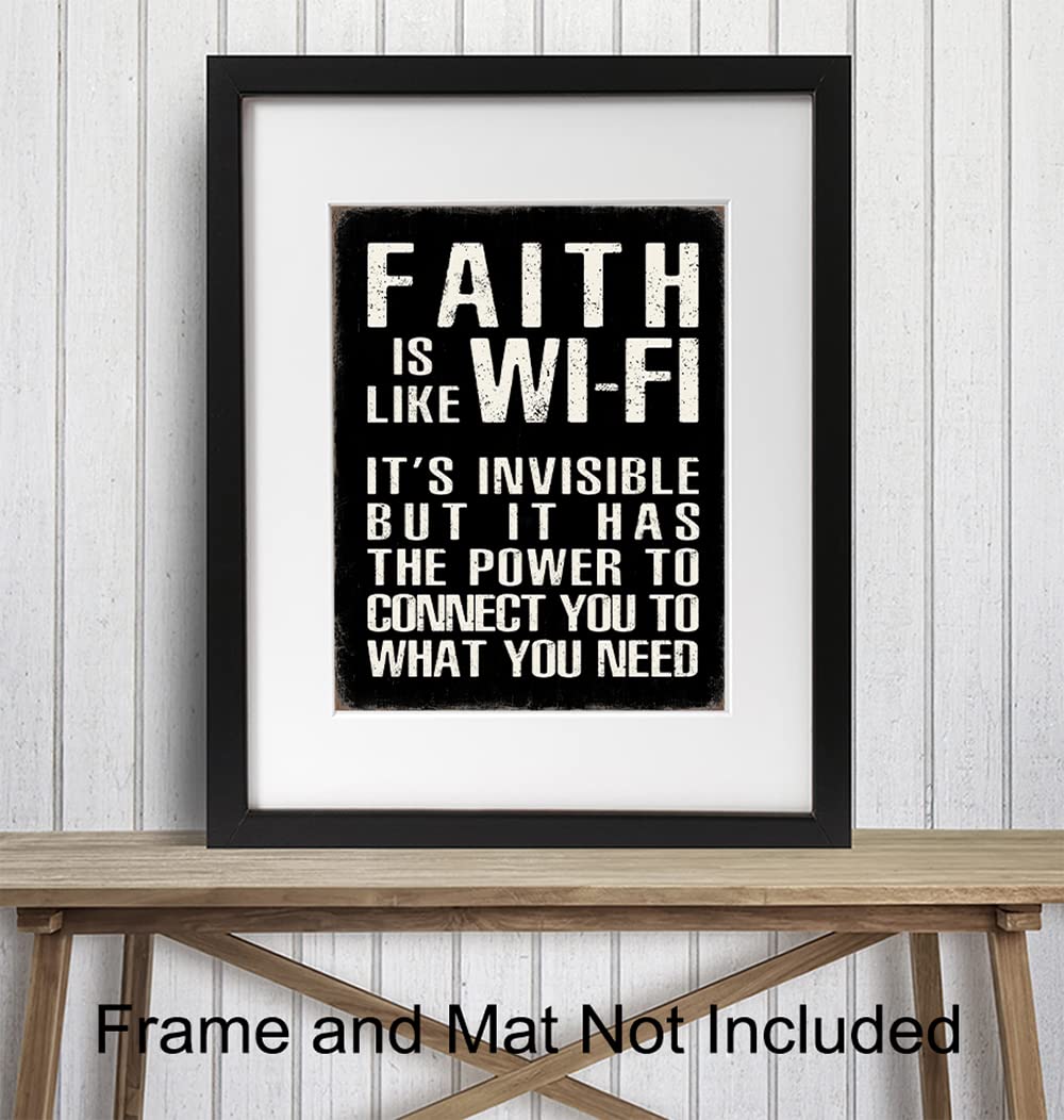 Inspirational Christian Wall Art - Religious Home Decor for Men, Catholic Gifts & Faith-Based Motivational Posters - Positive Quote Prints for Man Cave, Office & Prayer Room Decorations
