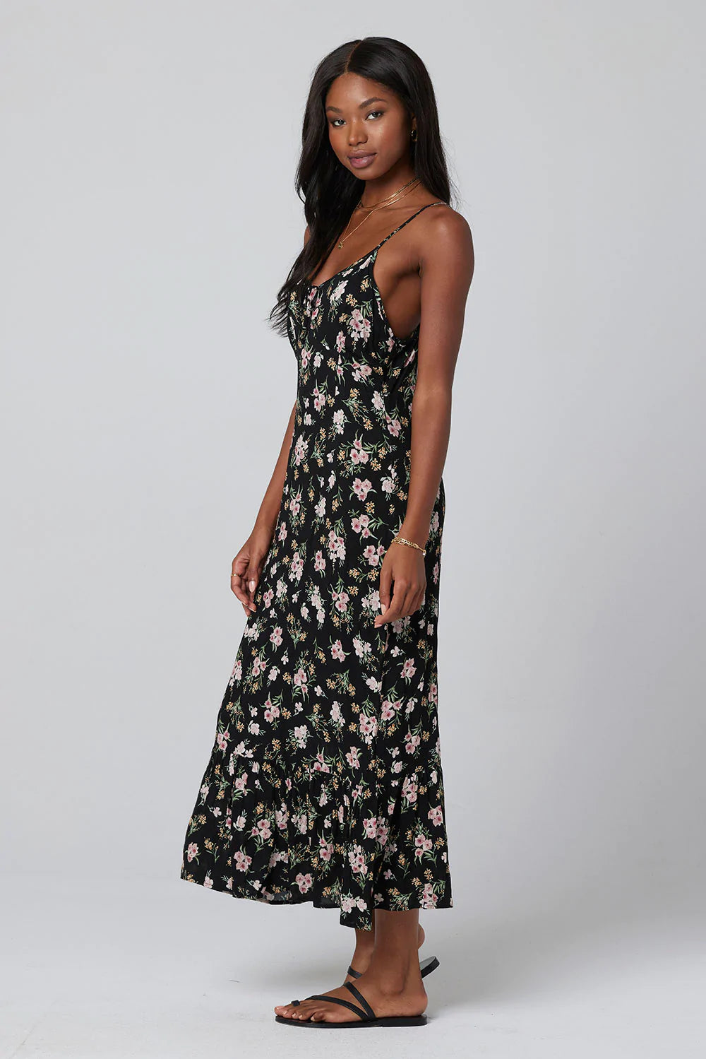Enzo Midi Dress for Women - Elegant Black Flowy Dress for Casual & Party Wear | Perfect for Date Night, Office & Special Occasions