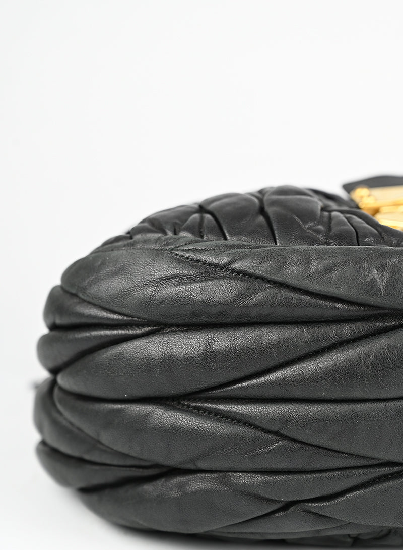 Miu Miu Black Quilted Leather Handbag - Luxury Designer Shoulder Bag for Women, Perfect for Work, Evening Events & Travel