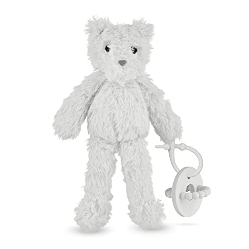 Ryan & Rose Cutie Cub Pacifier Holder & Cutie Bit Teether Set - Grey - Baby Essentials for On-the-Go Comfort and Soothing - Perfect for Strollers, Car Seats, and Diaper Bags