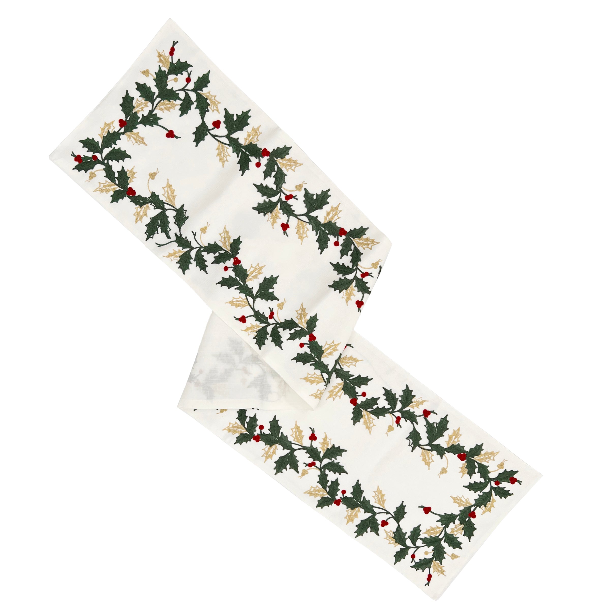 Holiday Embroidered 14X70 Table Runner - Christmas Dining Table Decor for Holiday Parties & Festive Gatherings