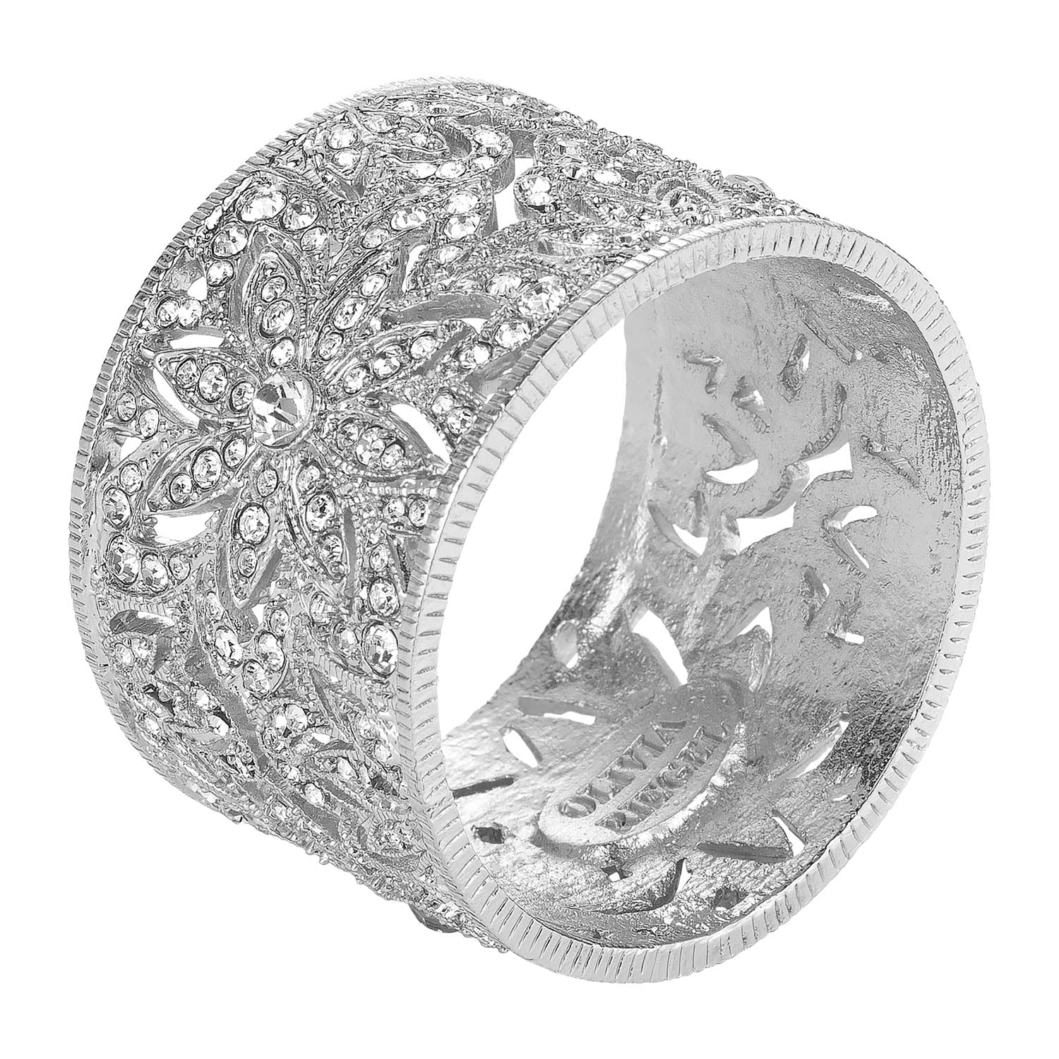 Windsor Silver Napkin Ring Set of 4 - Elegant Olivia Riegel Design for Formal Dining & Wedding Table Decor