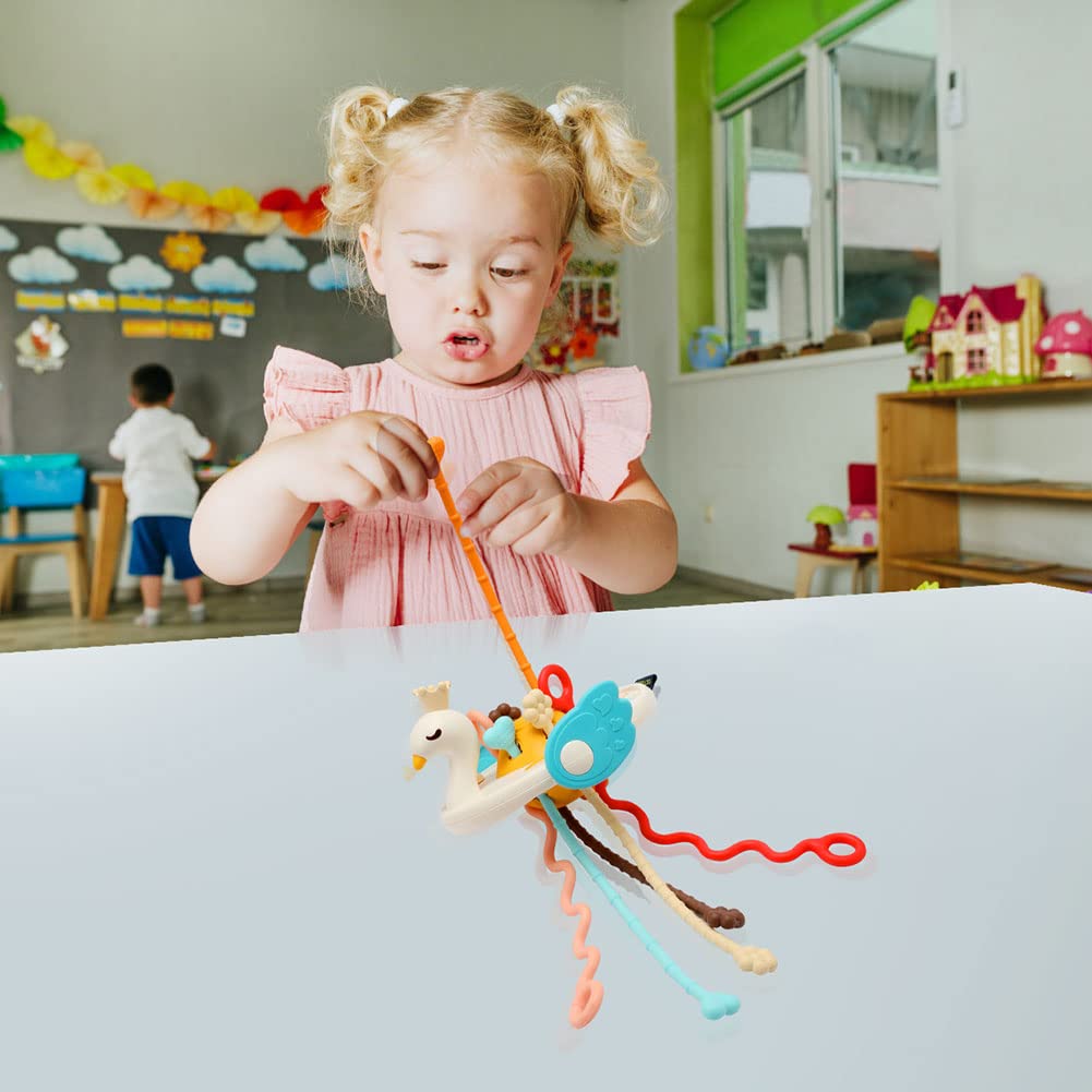 Montessori Sensory Toys for Toddlers 6-12-18 Months - Food Grade Silicone Pull String Activity Toy for Fine Motor Skills Development | Travel Baby Stress Relief Toy | Perfect Gift for Boys & Girls | Ideal for Daycare, Home Play & Airplane Travel