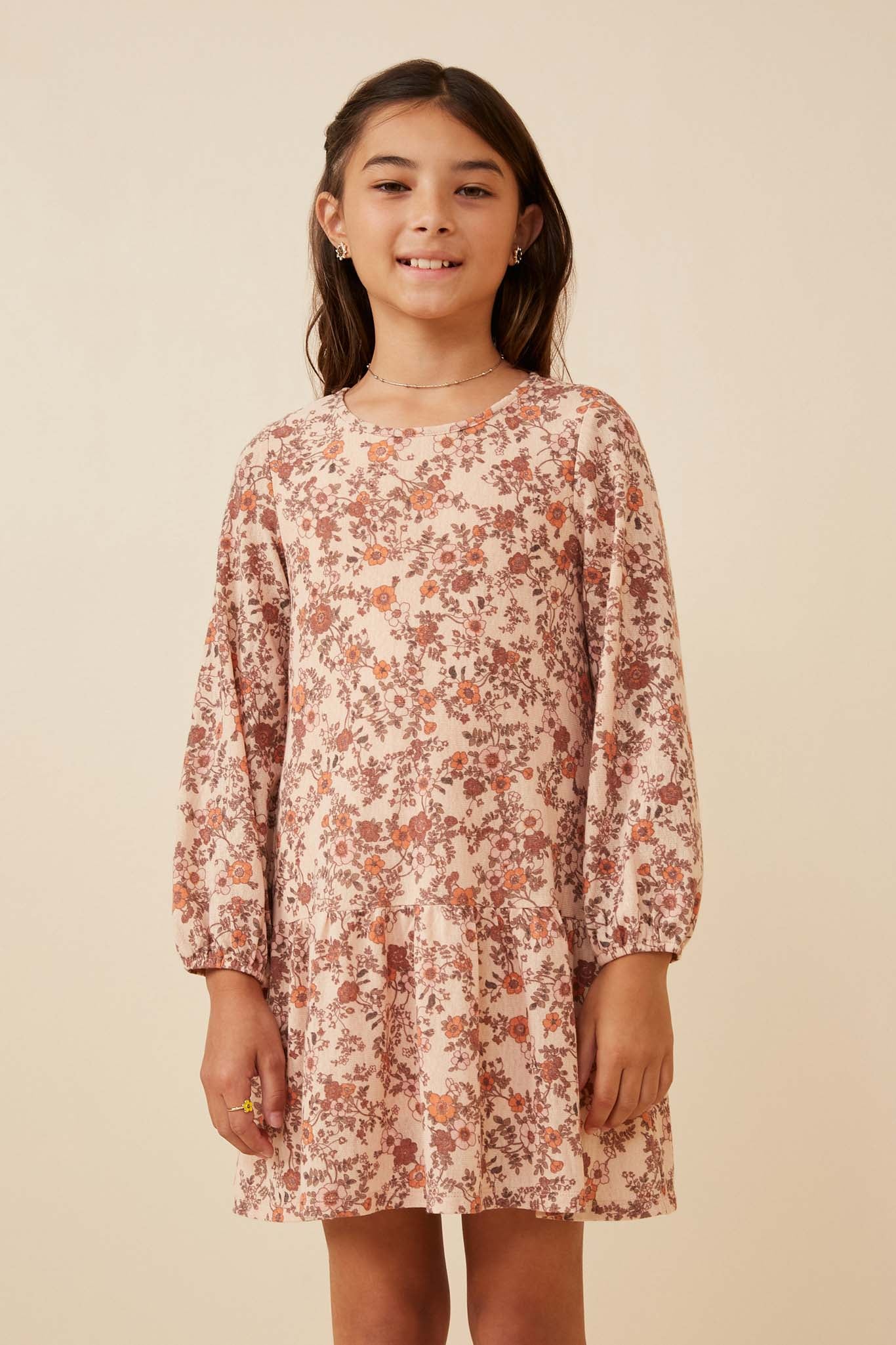 Vintage Floral Print Drop Waist Knit Dress for Women - Elegant Boho Style Midi Dress for Casual Wear, Date Night & Special Occasions