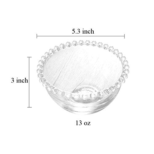 Sizikato Clear Glass Dessert Bowl with Beaded Rim - Perfect for Fruit Salads, Ice Cream, Yogurt & Party Serving - Elegant Tableware for Dining & Entertaining