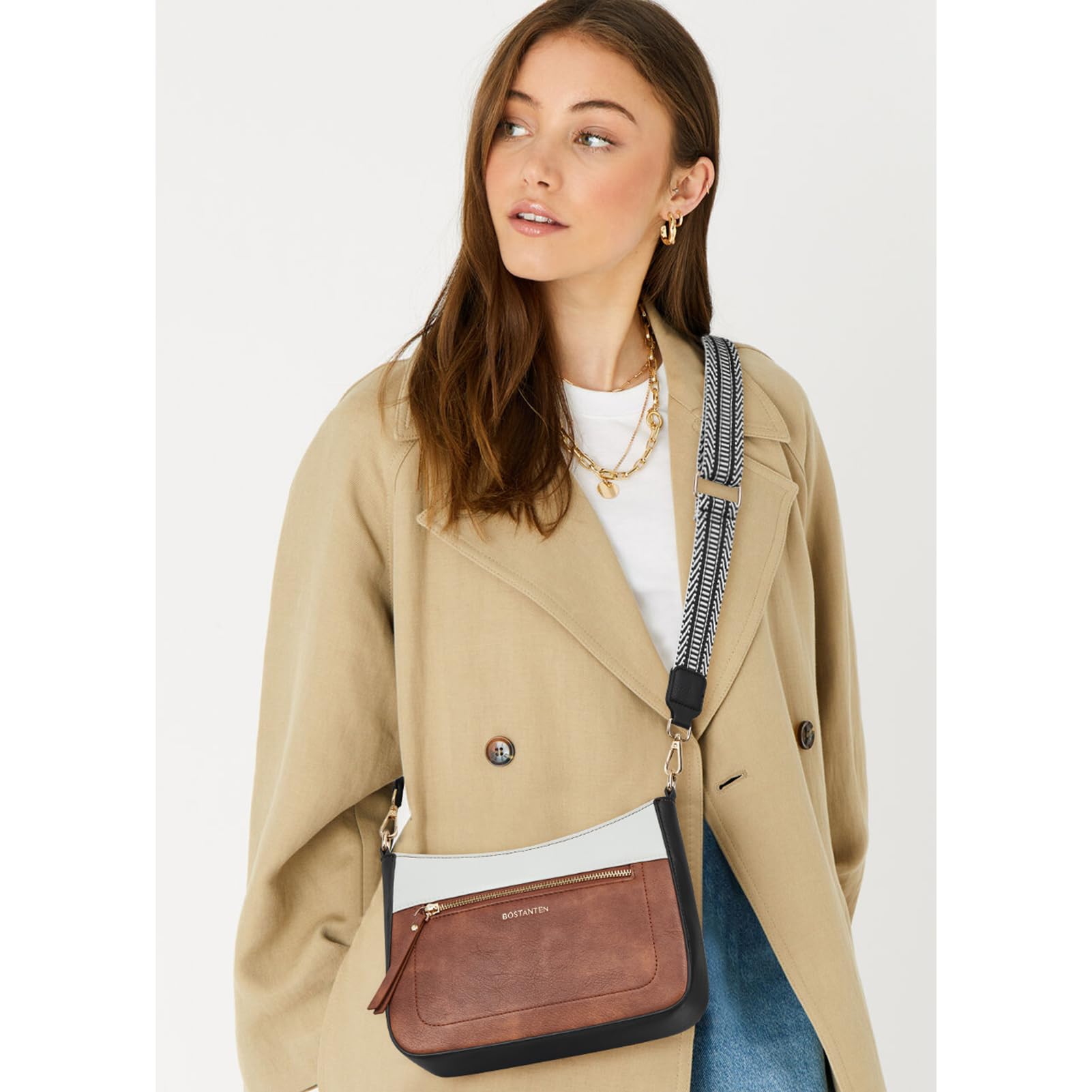BOSTANTEN Vegan Leather Crossbody Bags for Women - Stylish Hobo Shoulder Purse with Detachable Guitar Strap | Perfect for Work, Travel & Everyday Use