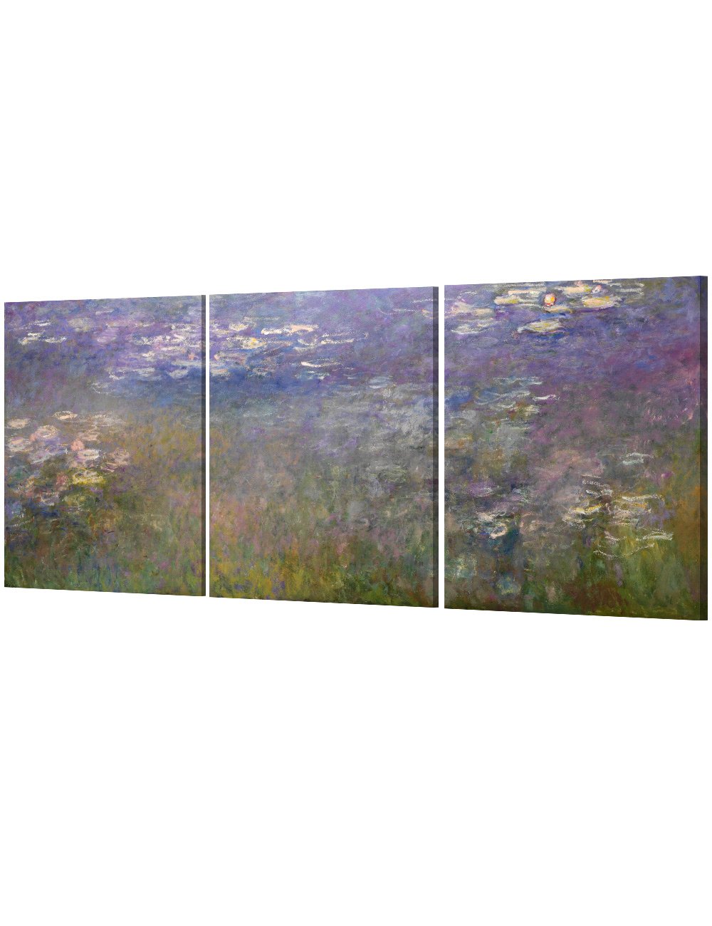 DECORARTS - Monet Water Lilies 1914 in Giverny (Triptych) Oil Painting Reproduction - High Quality Giclee Print on Acid-Free Cotton Canvas - Set of 3 Panels 24x30 Inches - Elegant Wall Art for Living Room, Bedroom & Office Decor