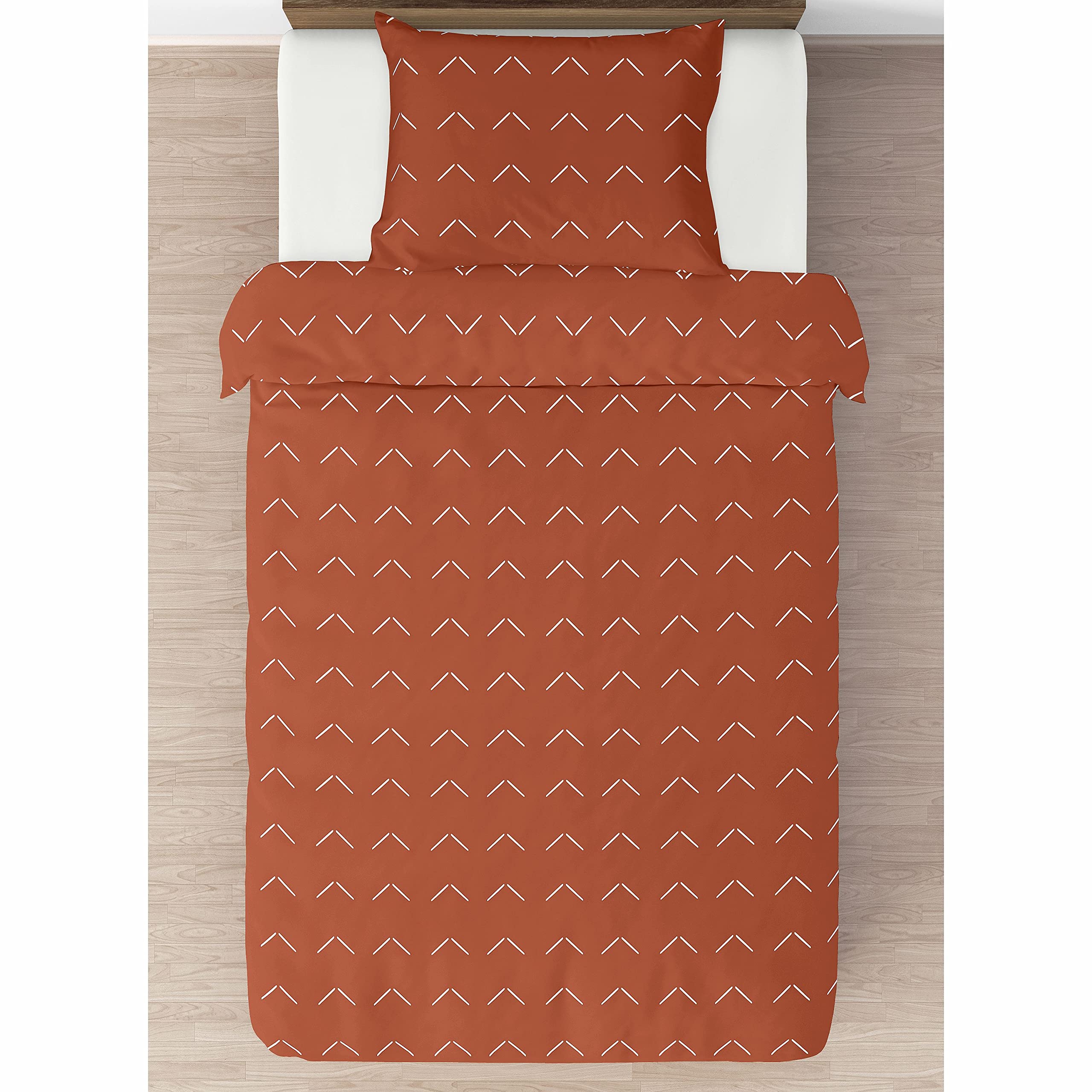 Sweet Jojo Designs Boho Arrow Twin Bedding Set for Kids - 4 Piece Comforter Set in Ivory, Burnt Orange & Rust - Farmhouse Southwest Shabby Chic Bohemian Style | Perfect for Nursery, Kids Room & Guest Bedroom Decor