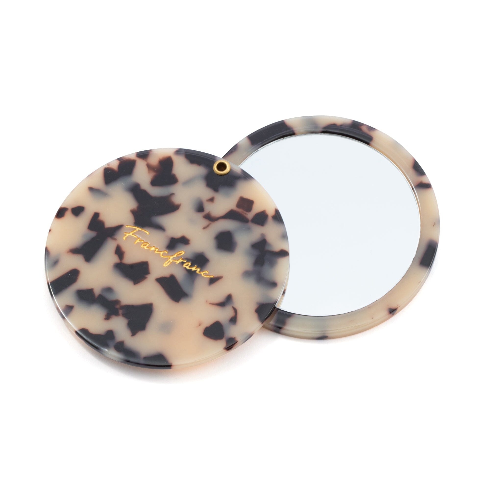 Portable Compact Mirror with Soft Pouch - Beige Travel Makeup Mirror for On-the-Go Touch Ups | Perfect for Purse, Travel & Daily Use