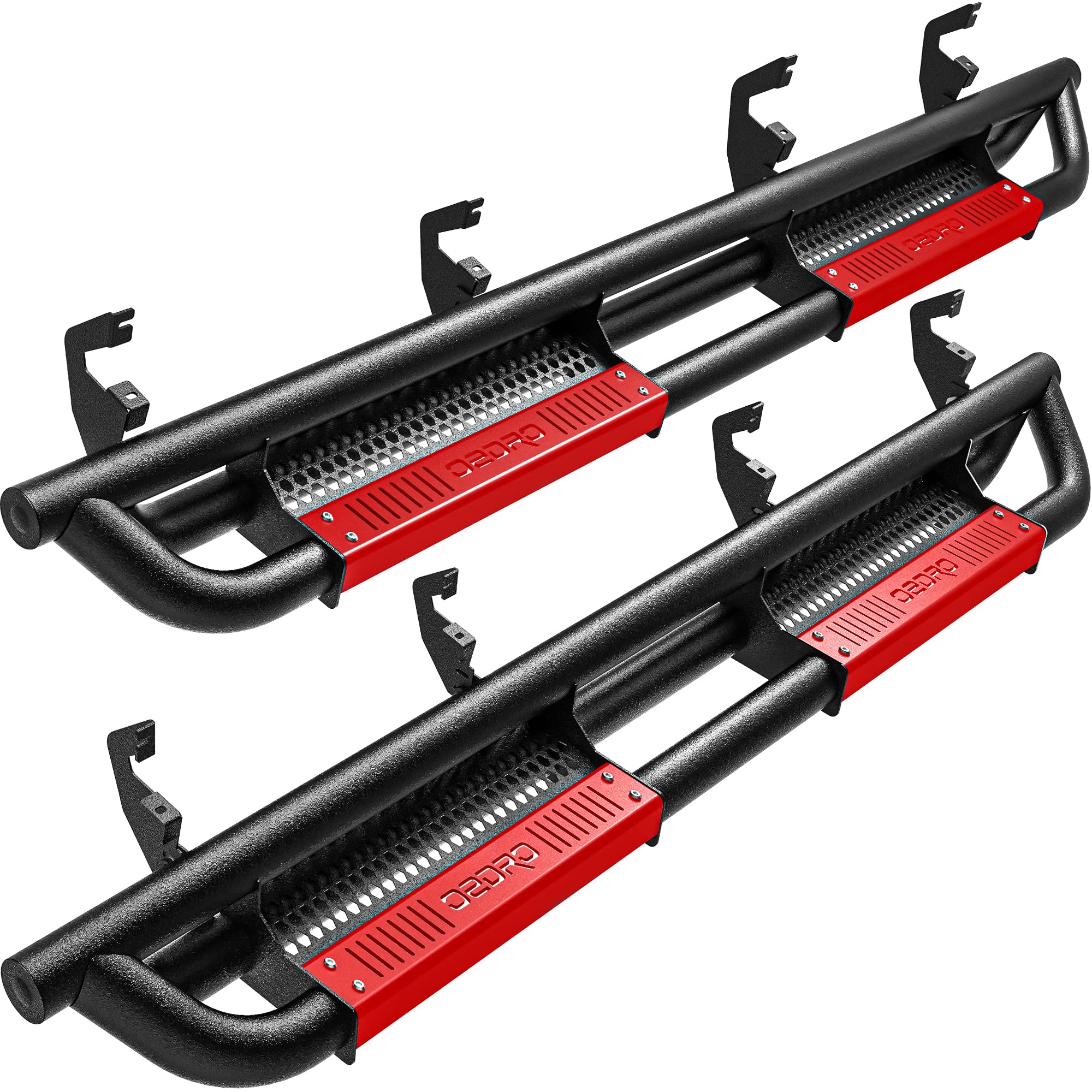 OEDRO 6 Inch Black Running Boards & Nerf Bars for 2019-2025 Chevy Silverado 1500/GMC Sierra 1500 Crew Cab & 2020-2025 Silverado/Sierra 2500HD 3500HD - Durable Side Steps with Paintable Step Plates | Off-Road Protection & Easy Entry/Exit