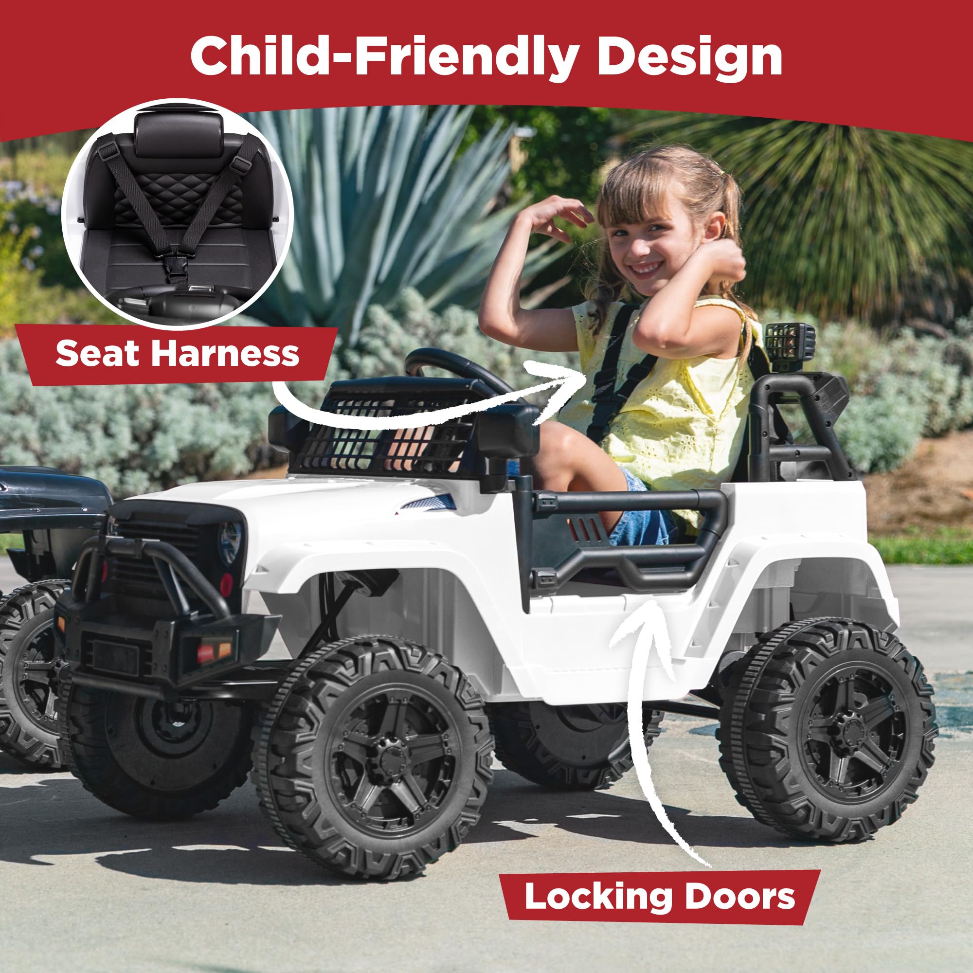Best Choice Products 12V Kids Ride On Truck Car with Parent Remote Control, Spring Suspension, LED Lights & AUX Port - White Electric Toy Vehicle for Boys & Girls | Perfect for Birthday Gifts, Outdoor Play & Backyard Fun