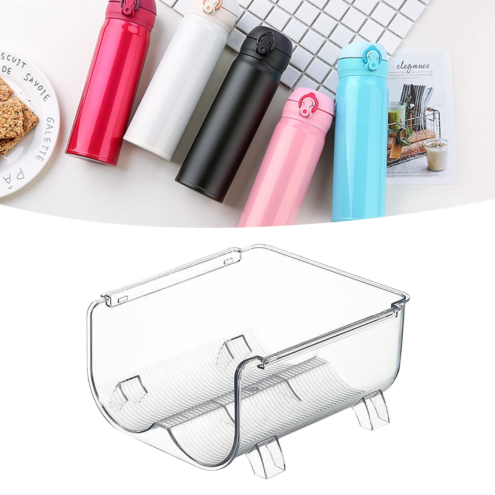 Stackable Plastic Water Bottle Organizer - 2 Compartment Kitchen Pantry & Refrigerator Storage Bin with Recessed Snap Design | Perfect for Countertop Organization, Fridge Storage & Small Space Saving Solutions