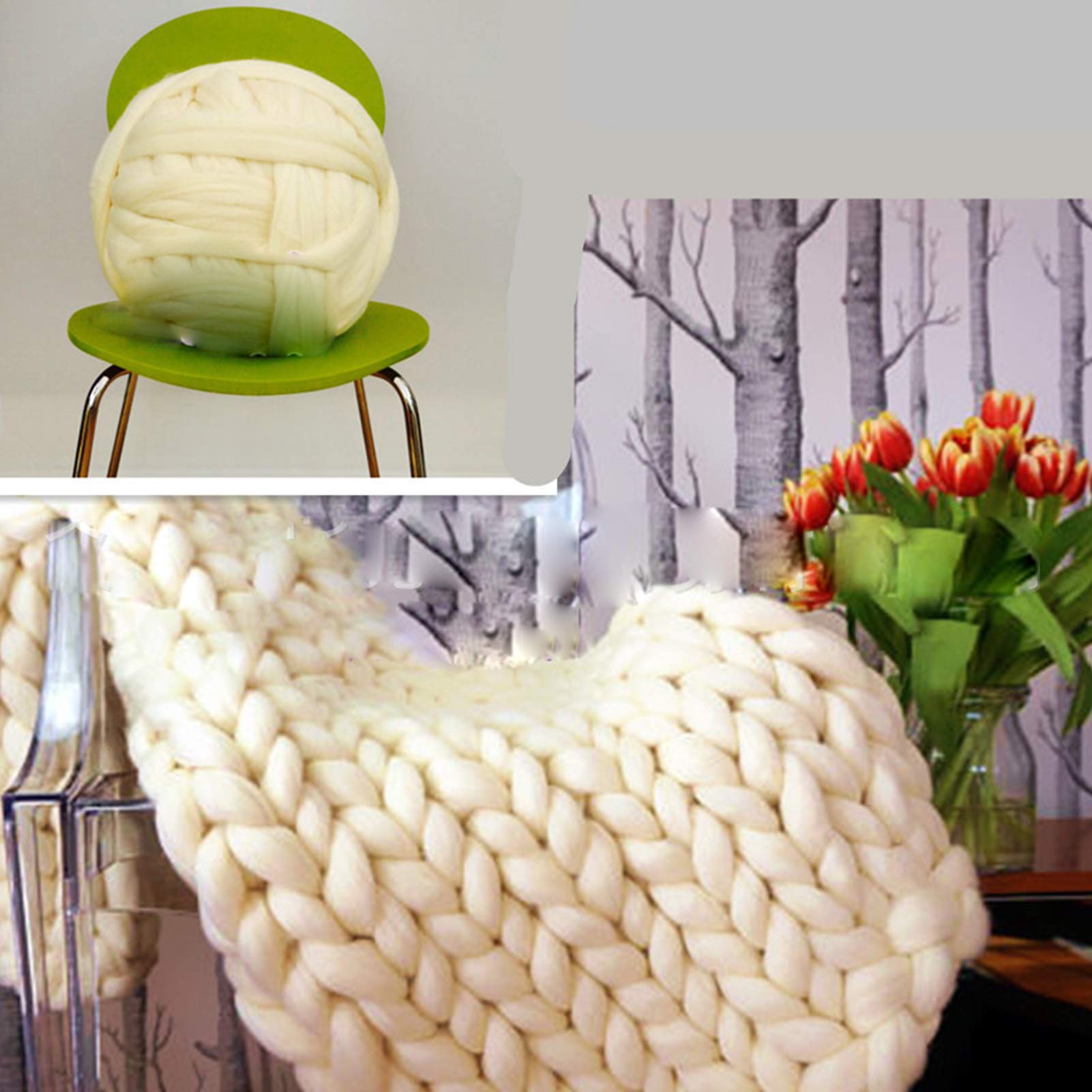 Chunky Knit Throw Blanket - Soft Hand-Woven Oversized Blanket for Bed, Sofa & Home Decor | Cozy Giant Yarn Blanket Perfect for Living Room, Nursery & Gift Giving