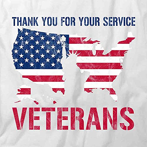 Thank You for Your Service Veterans T-Shirt - Patriotic White Printed Graphic Tee for Military Appreciation & Memorial Day Events