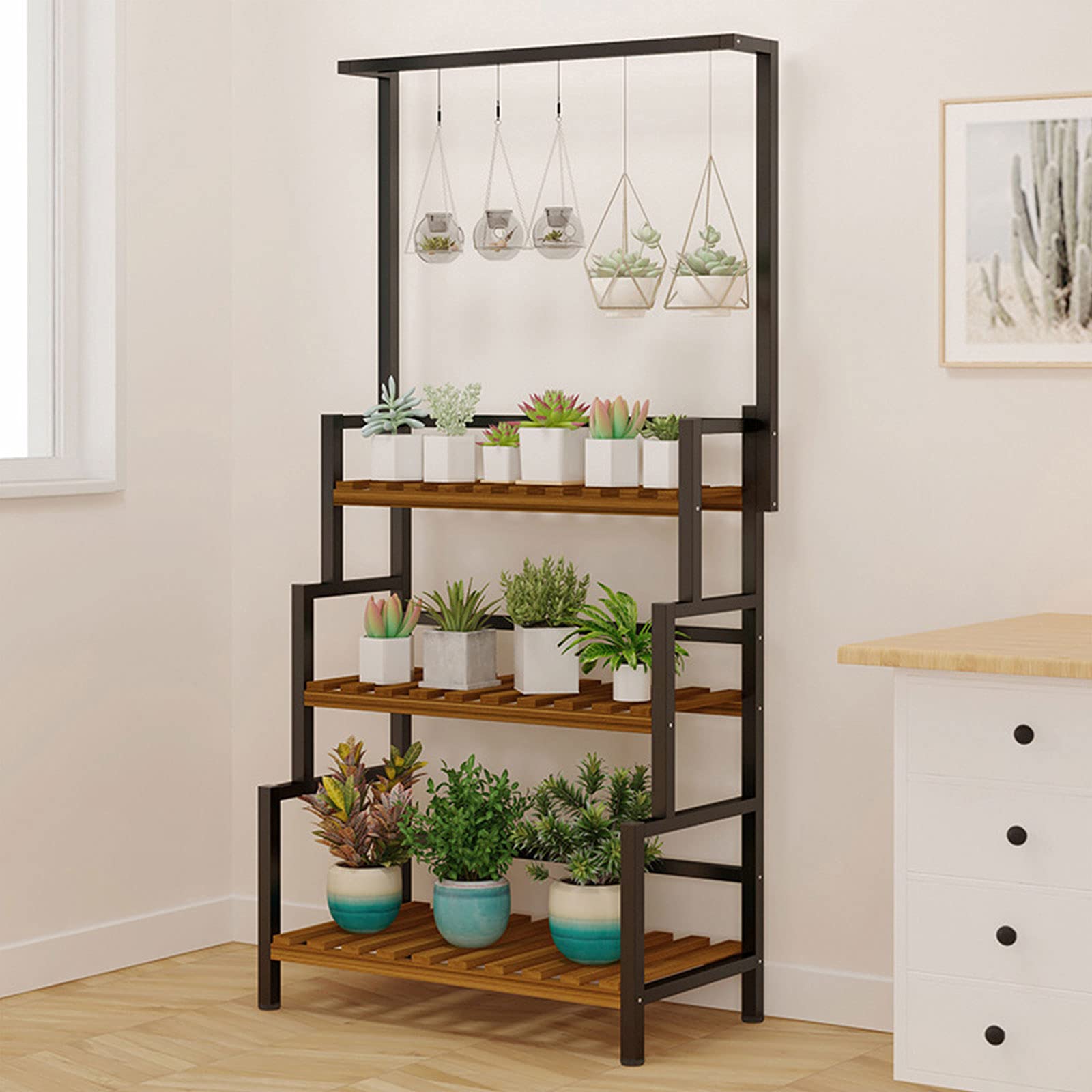 3-Tier Large Metal Plant Stand - Heavy Duty Flower Pot Shelf Organizer for Indoor & Outdoor Use - Perfect for Balcony, Garden, Patio, and Home Decor