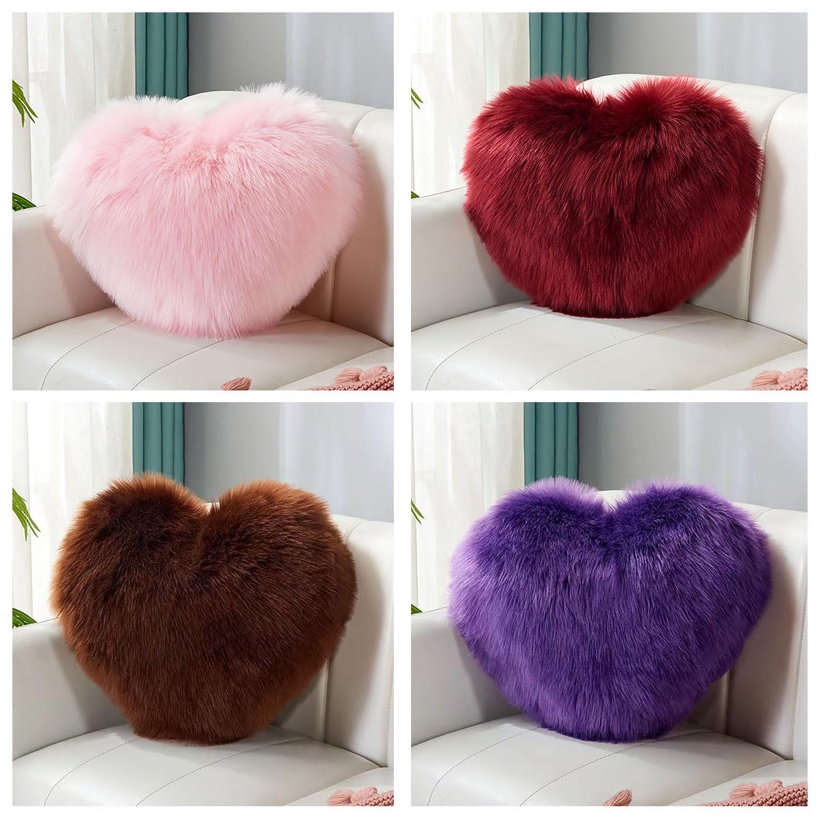 Fluffy Heart-Shaped Pillow - Soft Decorative Cushion for Sofa, Bed & Room Decor (Pink, 11.81x15.74 Inches) - Perfect for Valentine's Gifts, Cozy Home Decor & Nursery Accents