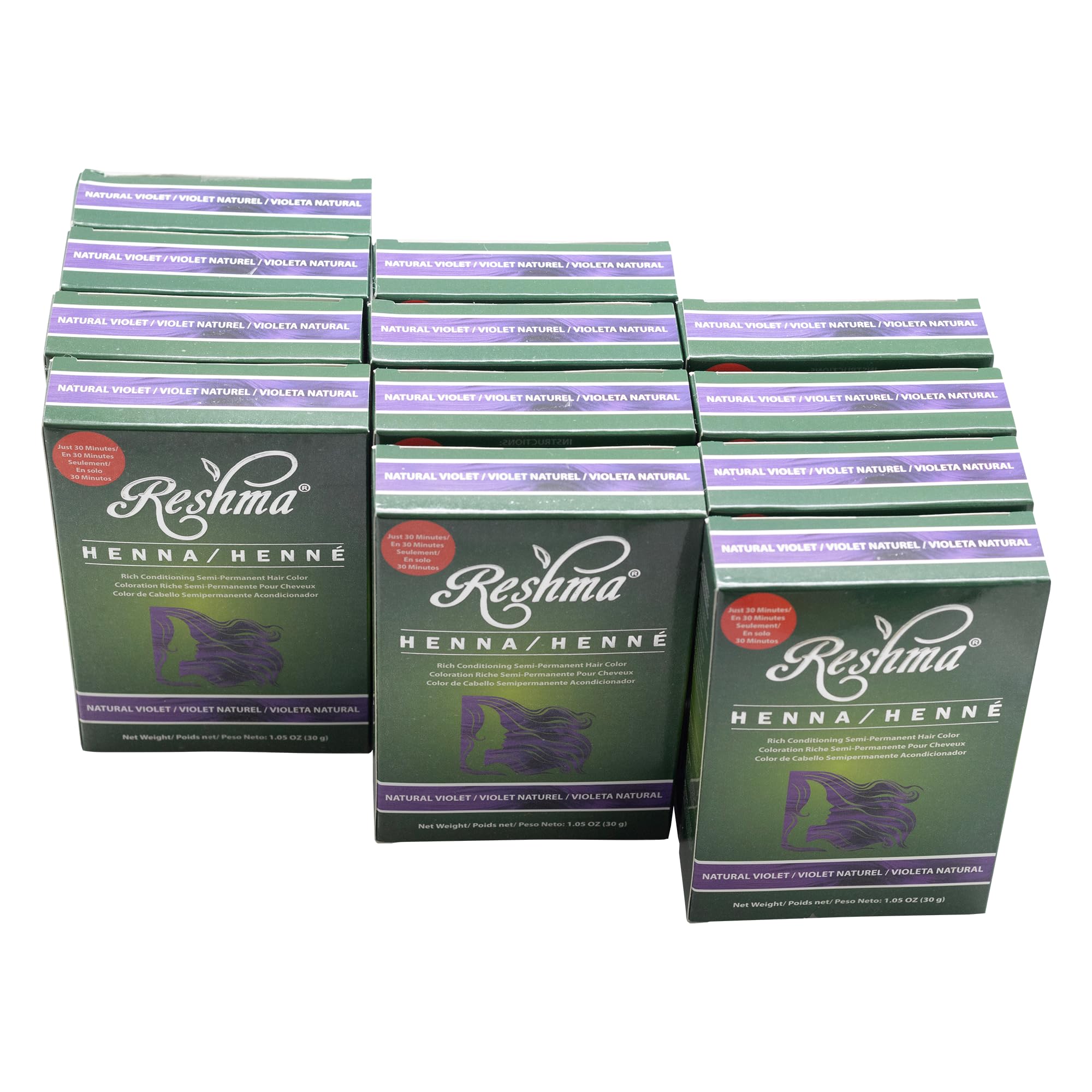 Reshma Beauty 30 Minute Henna Hair Color - Natural Herbs Infused for Soft Shiny Hair | 100% Gray Coverage Semi-Permanent Ayurvedic Hair Dye | 12.6 oz Pack of 12 (Violet) | Perfect for At-Home Hair Coloring, DIY Hair Treatments & Natural Hair Care Enthusiasts